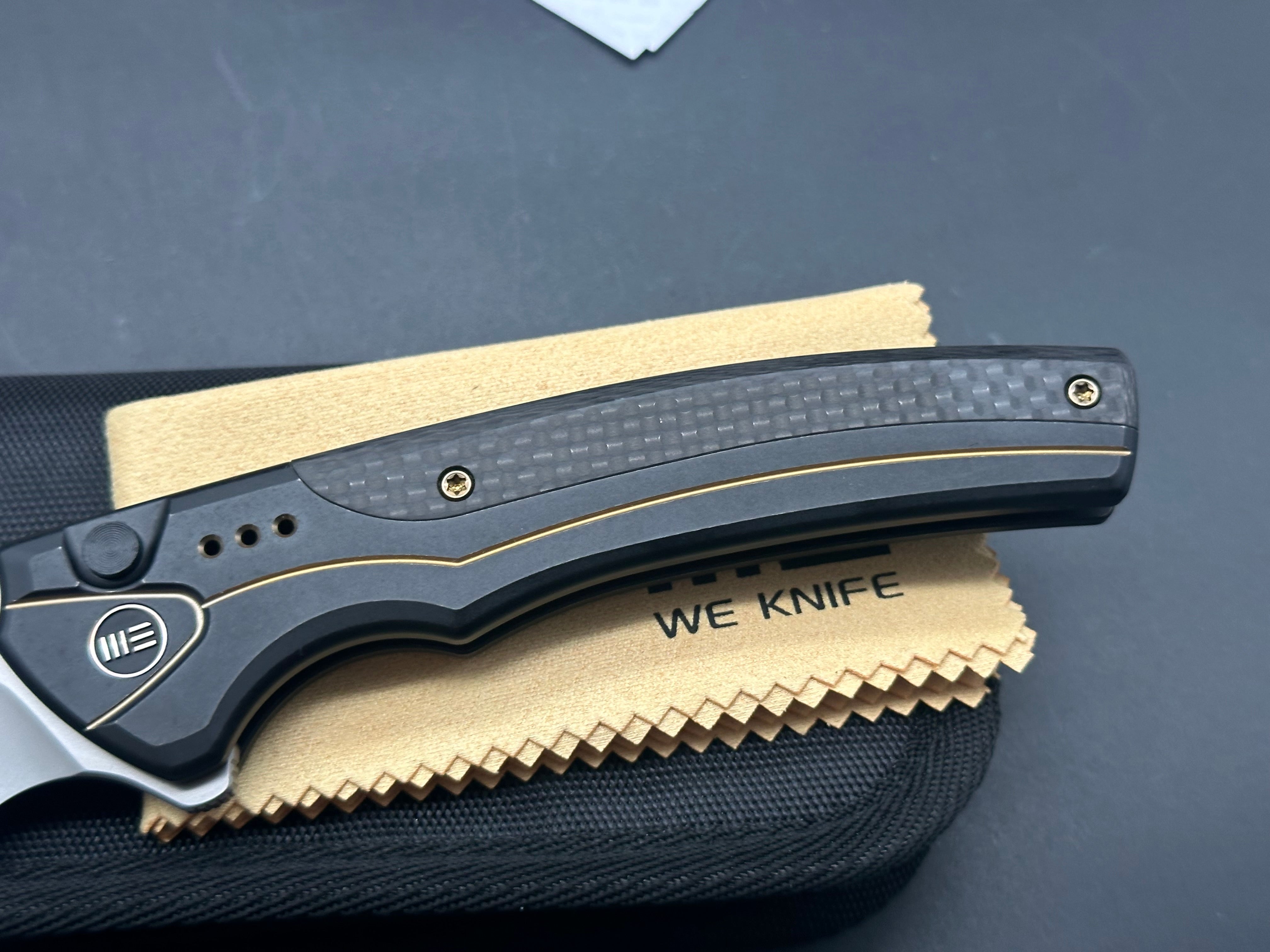 WE Knife Co. Exciton Limited Edition Knife Black Gold Ti/CF (3.7" BB)