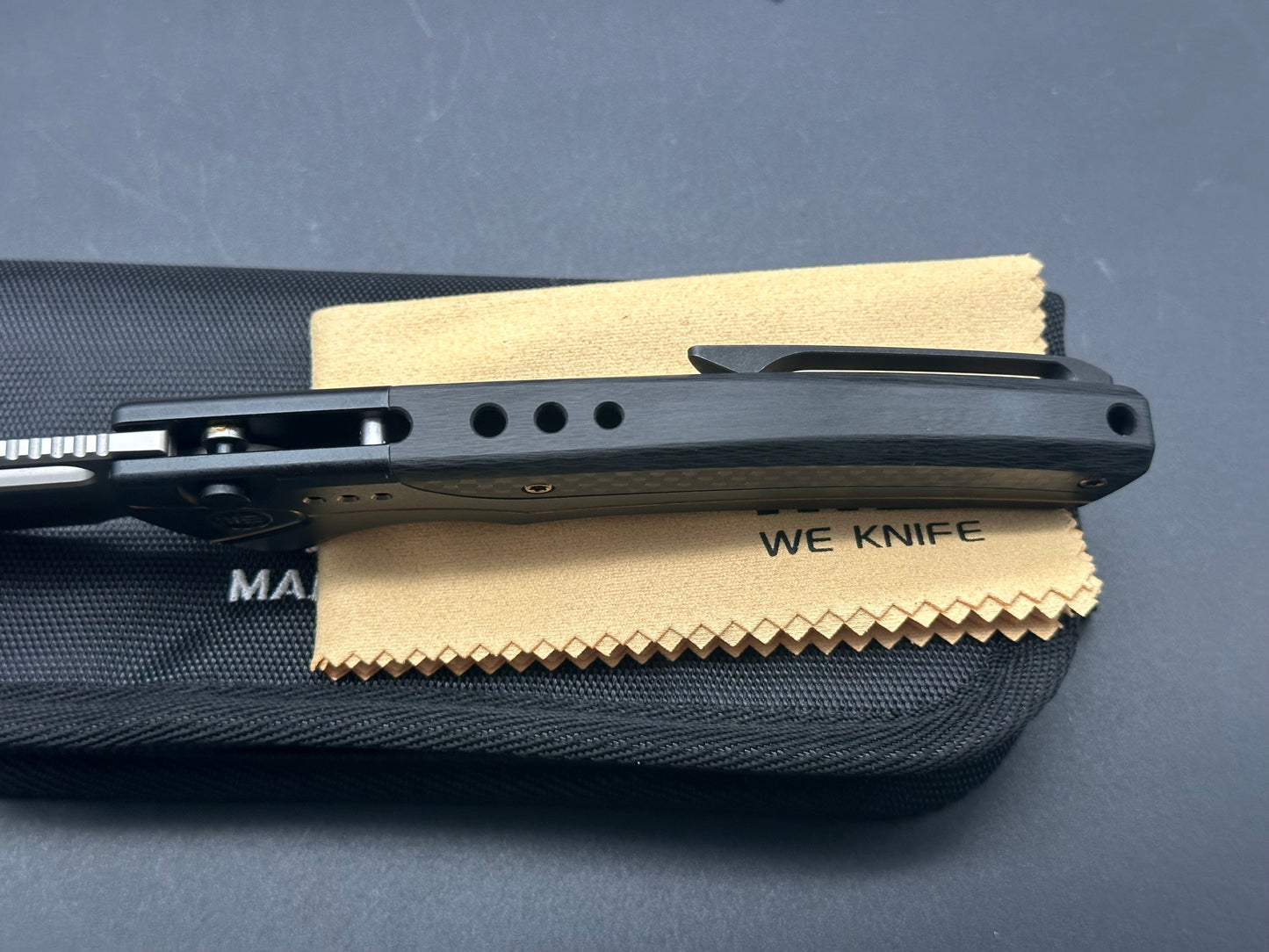 WE Knife Co. Exciton Limited Edition Knife Black Gold Ti/CF (3.7" BB)