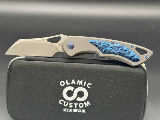 Olamic Whippersnapper titanium handle with blue titanium inlay