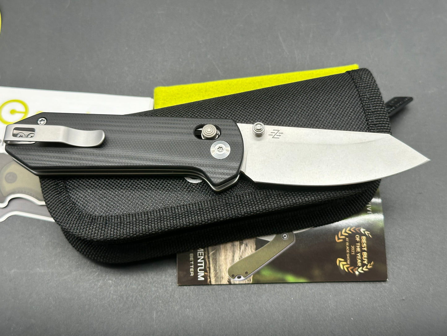 Civivi Yonder, 2.88" 14C28N Stonewash Spey Blade with Black G10 Handle