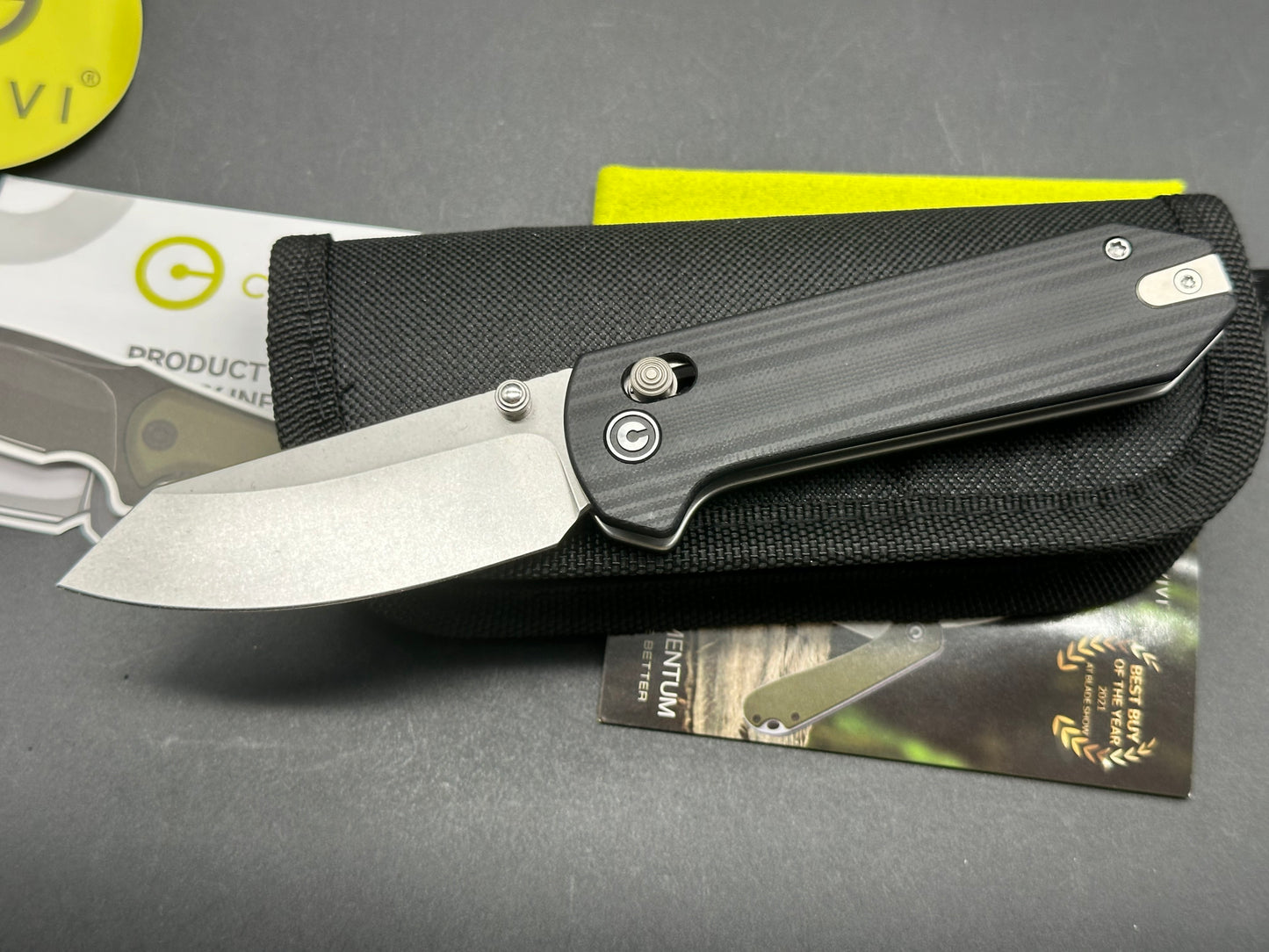 Civivi Yonder, 2.88" 14C28N Stonewash Spey Blade with Black G10 Handle