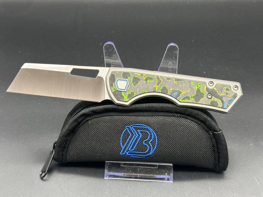 Brian Brown Yeager-M V3 Non-Flipper Titanium w/Gecko CamoCarbon Inlays Satin Blade AE Exclusive