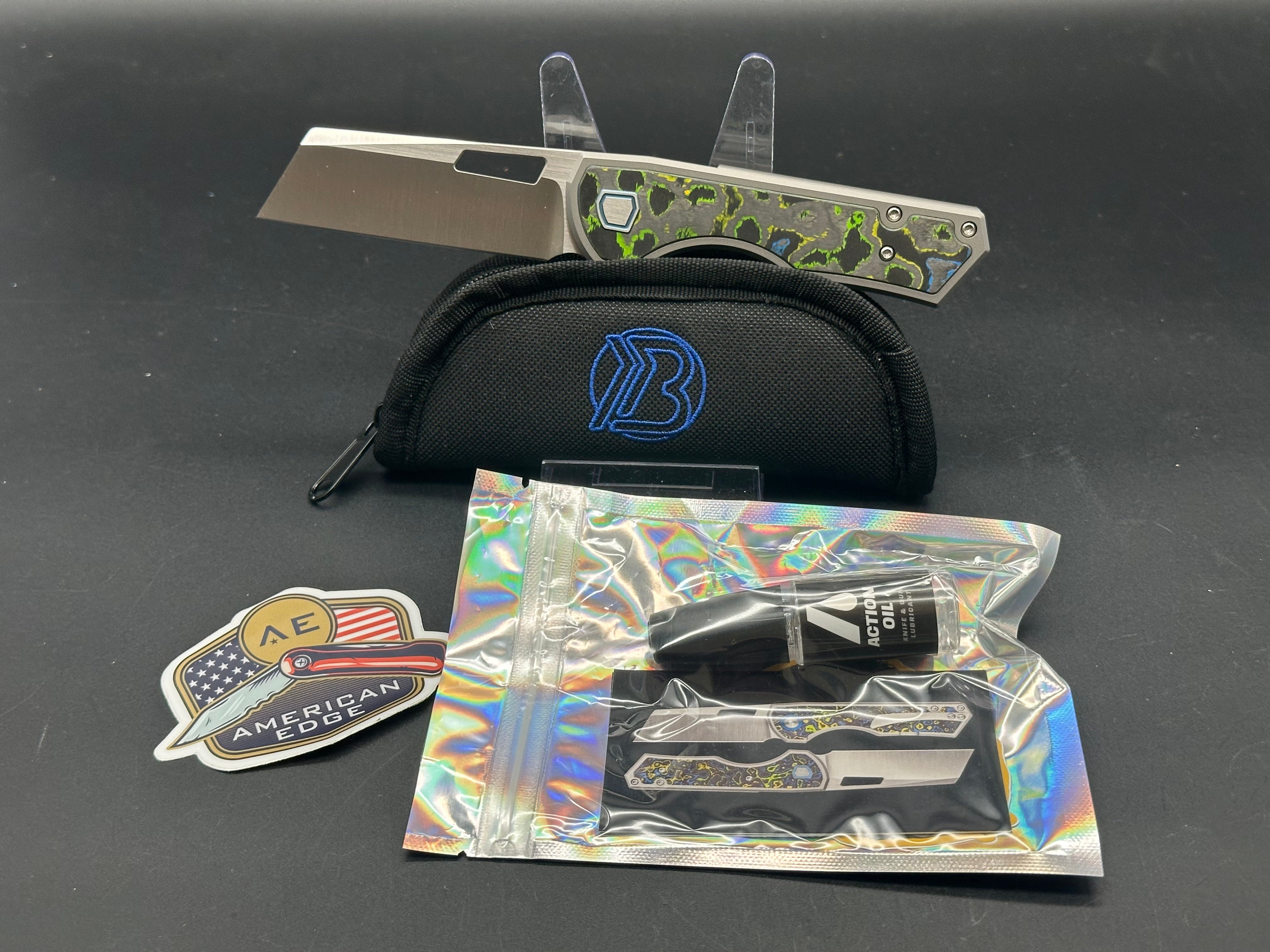 Brian Brown Yeager-M V3 Non-Flipper Titanium w/Gecko CamoCarbon Inlays Satin Blade AE Exclusive