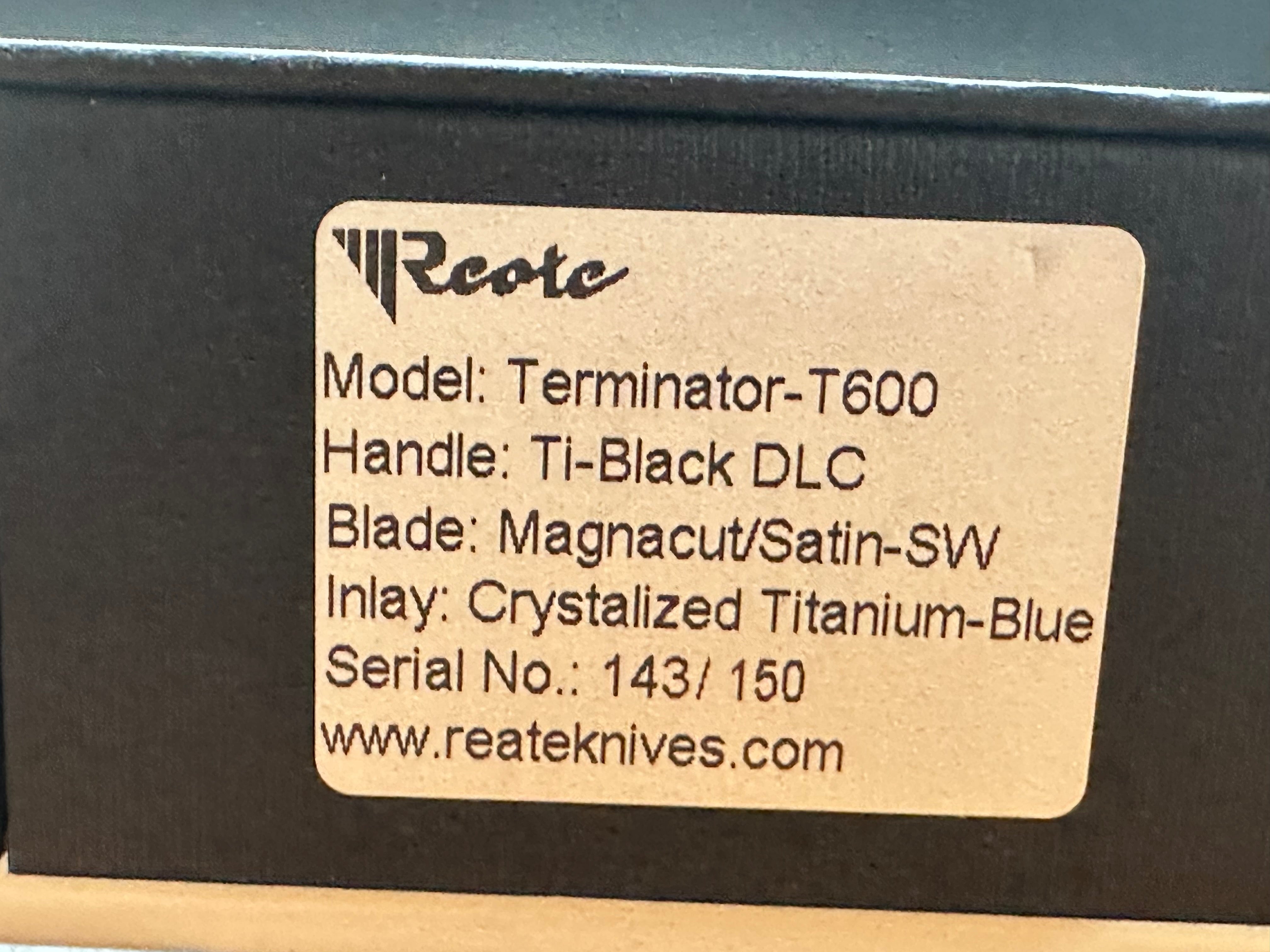 Reate Terminator T600 Framelock Titanium (3.75" Magnacut)