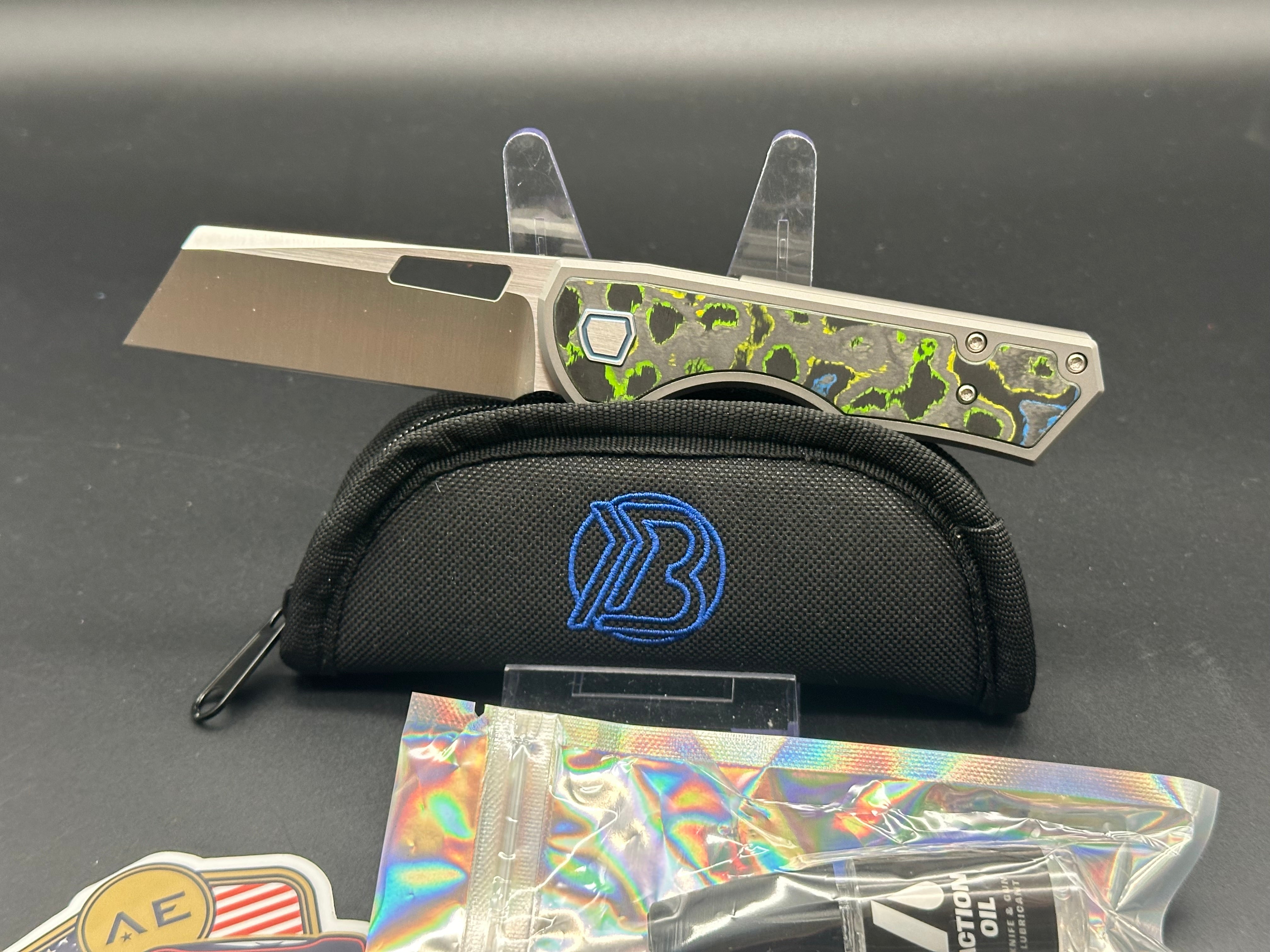 Brian Brown Yeager-M V3 Non-Flipper Titanium w/Gecko CamoCarbon Inlays Satin Blade AE Exclusive