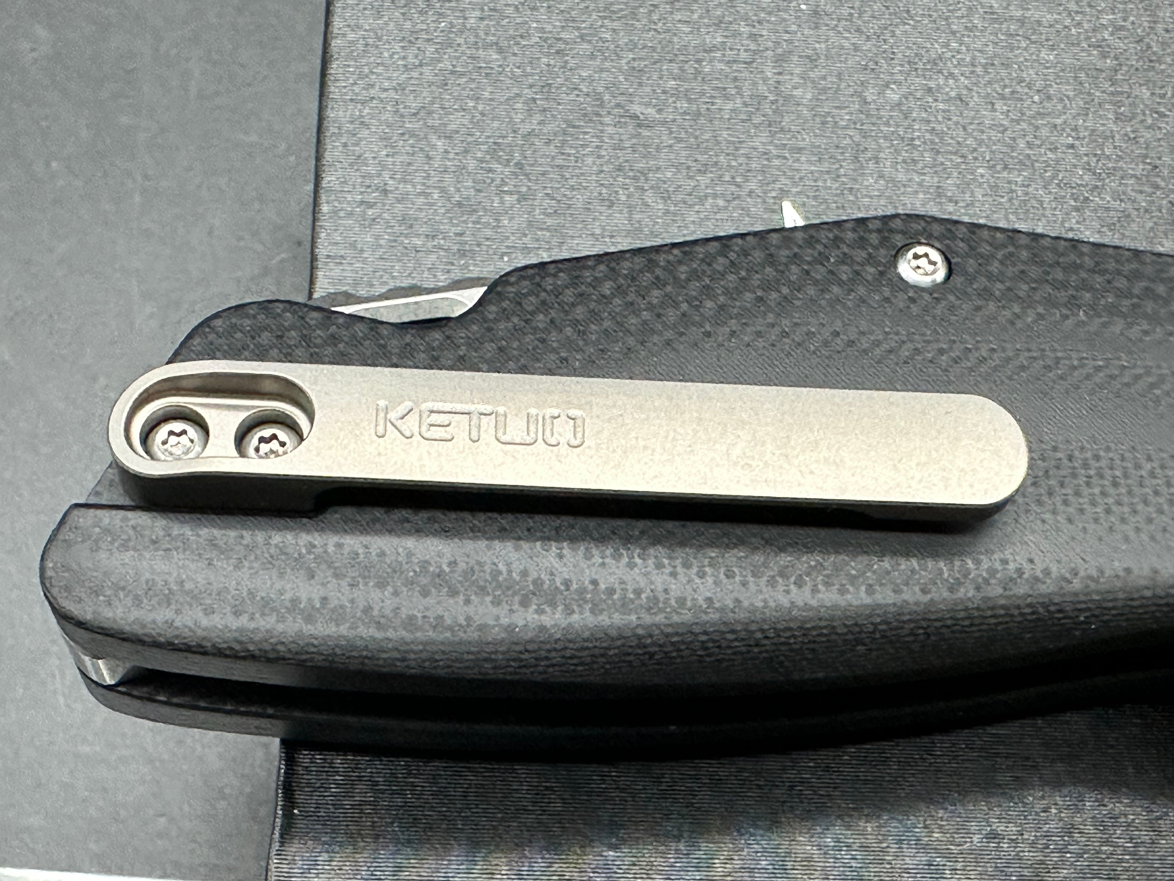 Ketuo Knife - Yakuza G10/Black G10 Scales w/Steel Liners & Carbon Fiber Bolster/Tanto/Hand Rubbed 14C28N