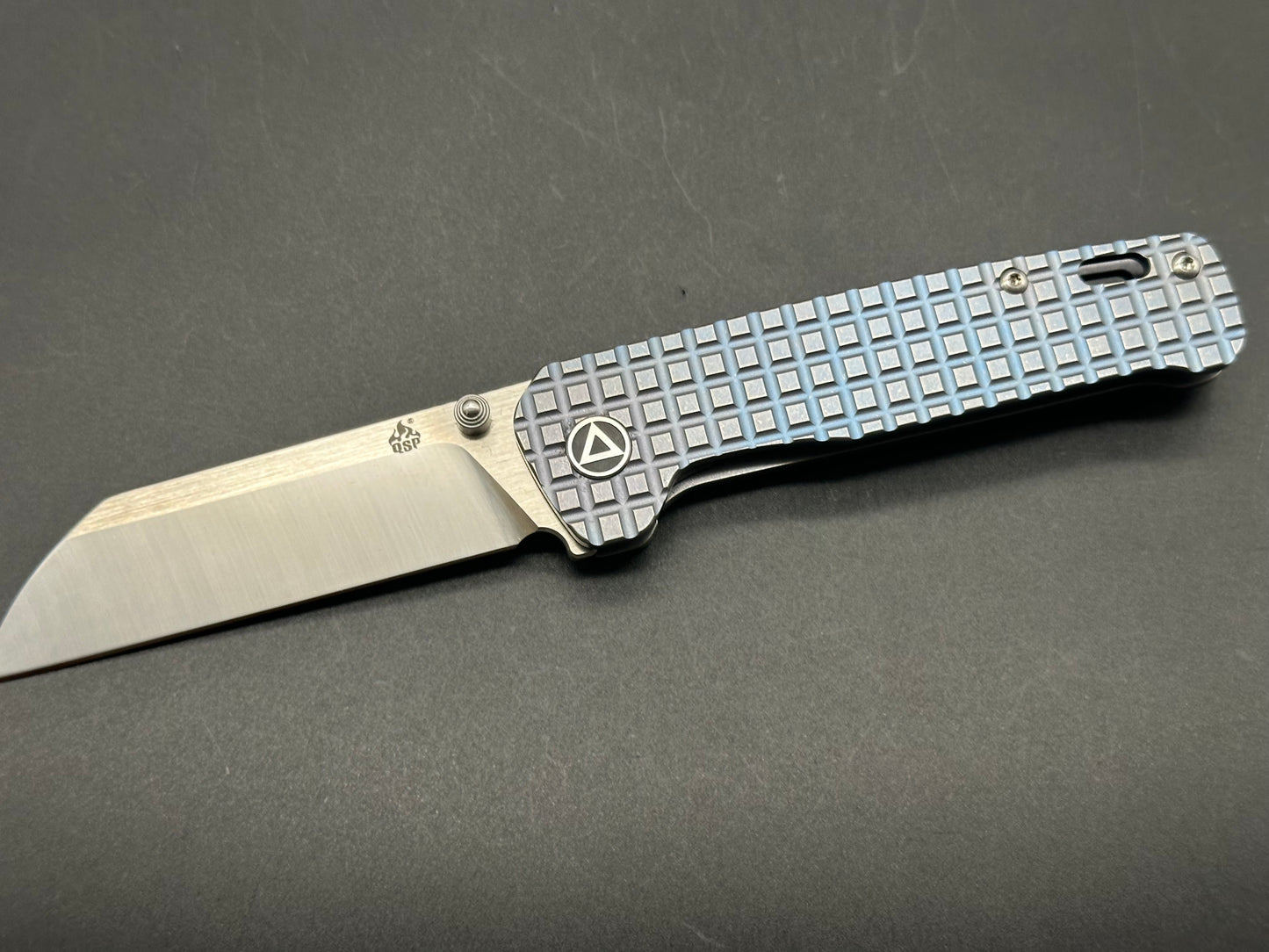 QSP Penguin Frame Lock Knife Blue Ti Fragtanium (3.1" Stonewash)