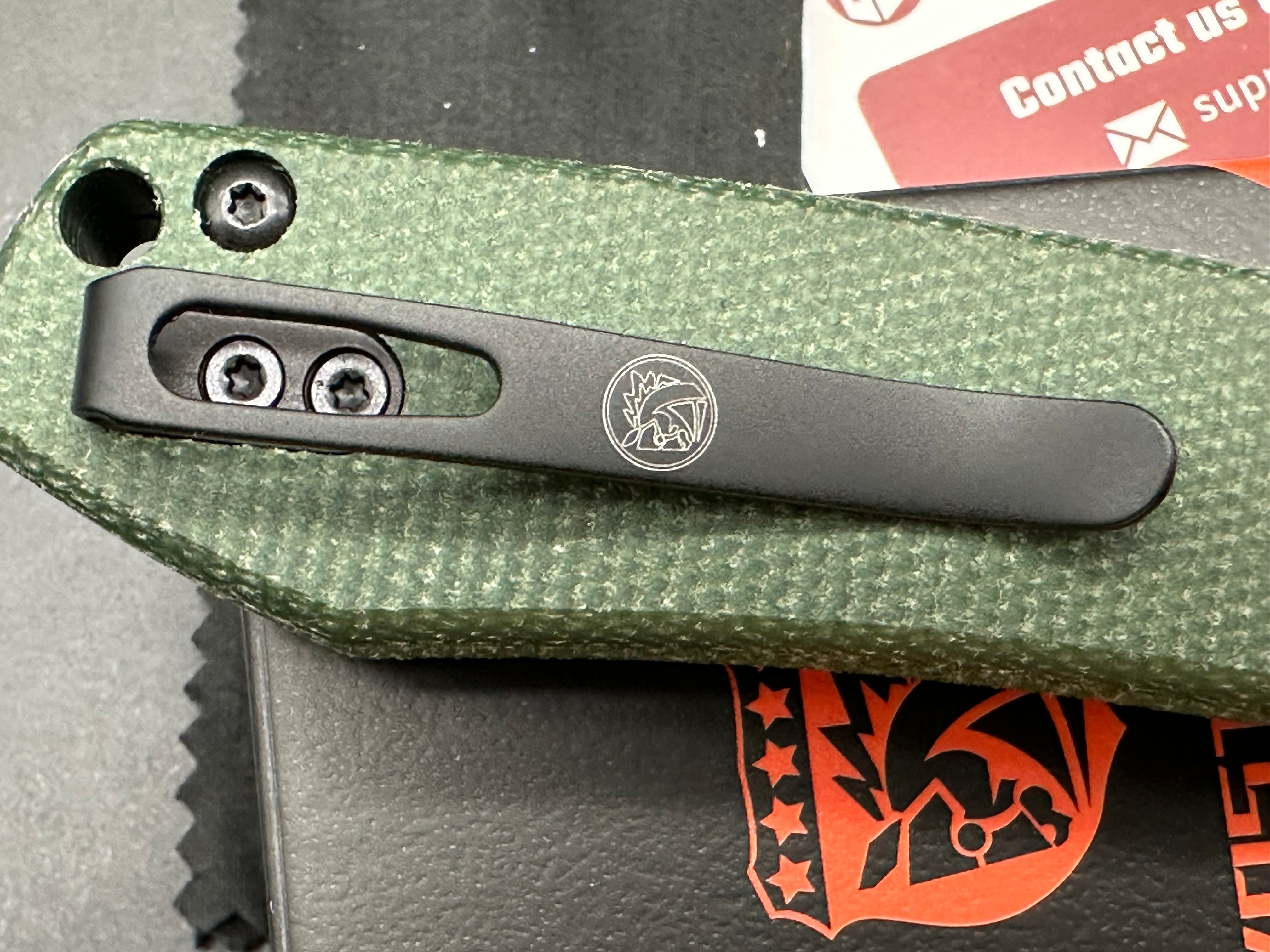 Vosteed Raccoon Cross Bar, 3.25" 14C28N Black Stonewash Blade with Green Micarta Handle