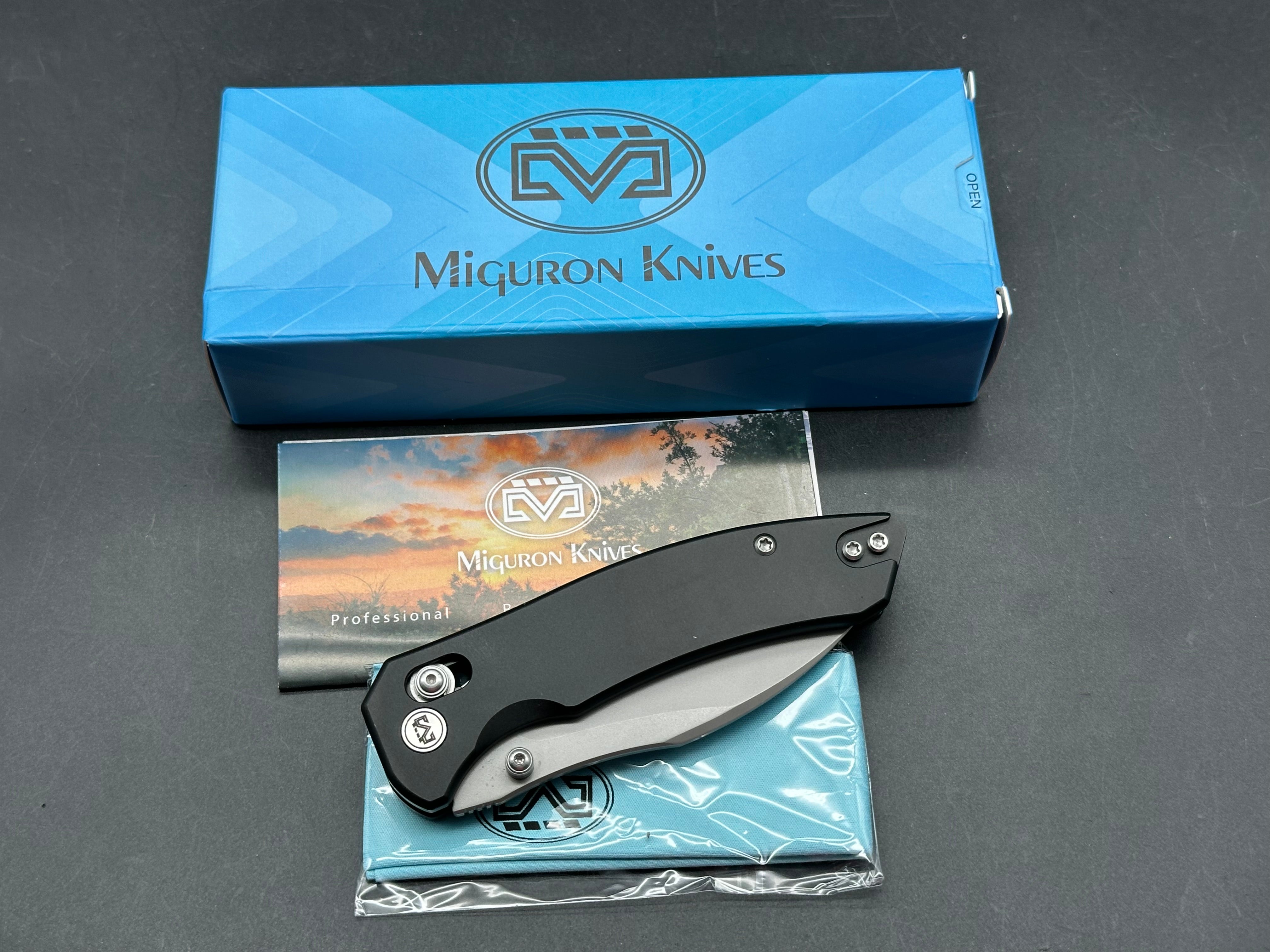 Miguron Norsa, 2.99" D2 Black PVD Blade with Black PVD Aluminum Scales