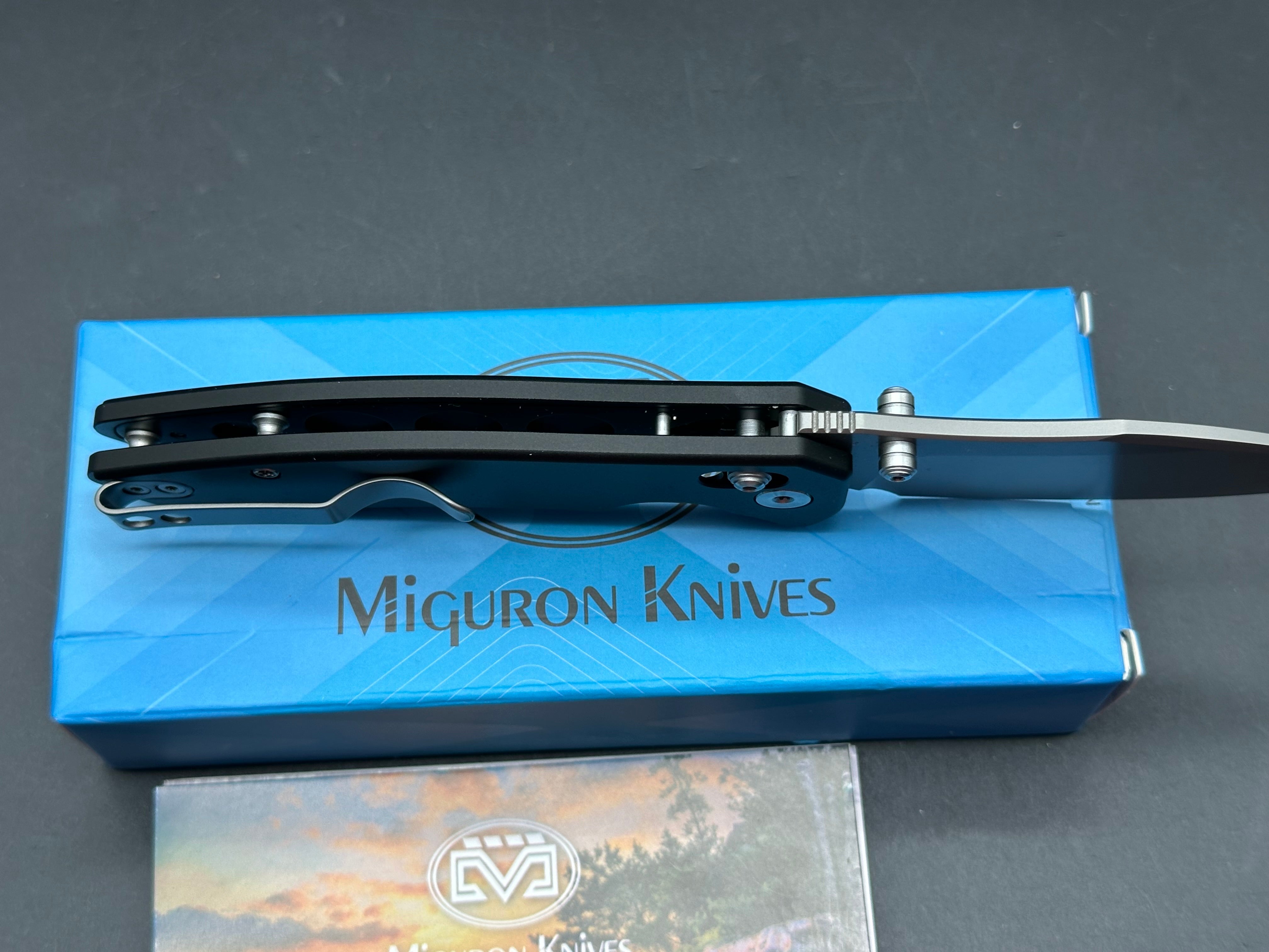 Miguron Norsa, 2.99" D2 Black PVD Blade with Black PVD Aluminum Scales