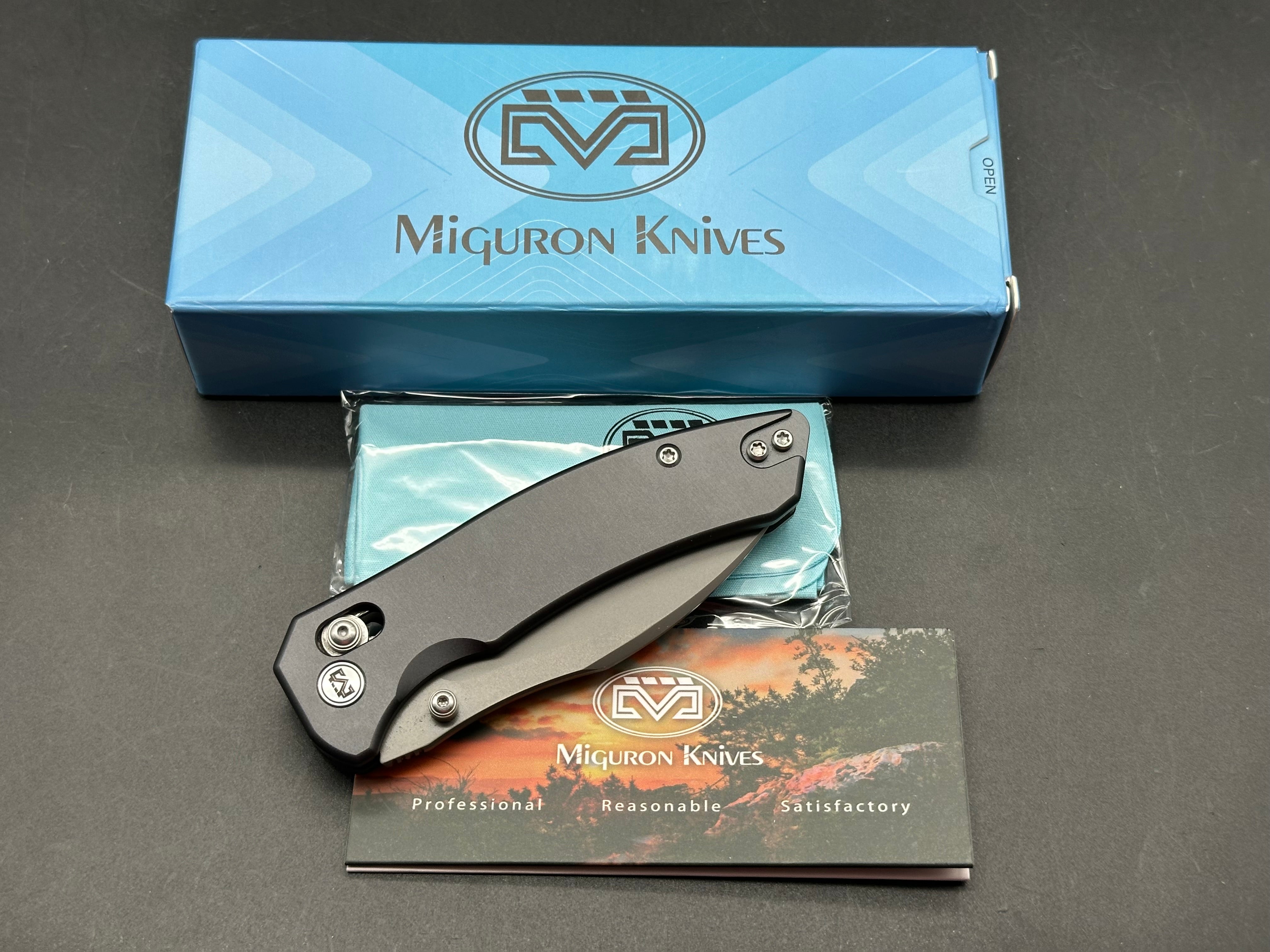 Miguron Norsa, 2.99" D2 Dark Gray PVD Blade with Dark Gray PVD Aluminum Scales