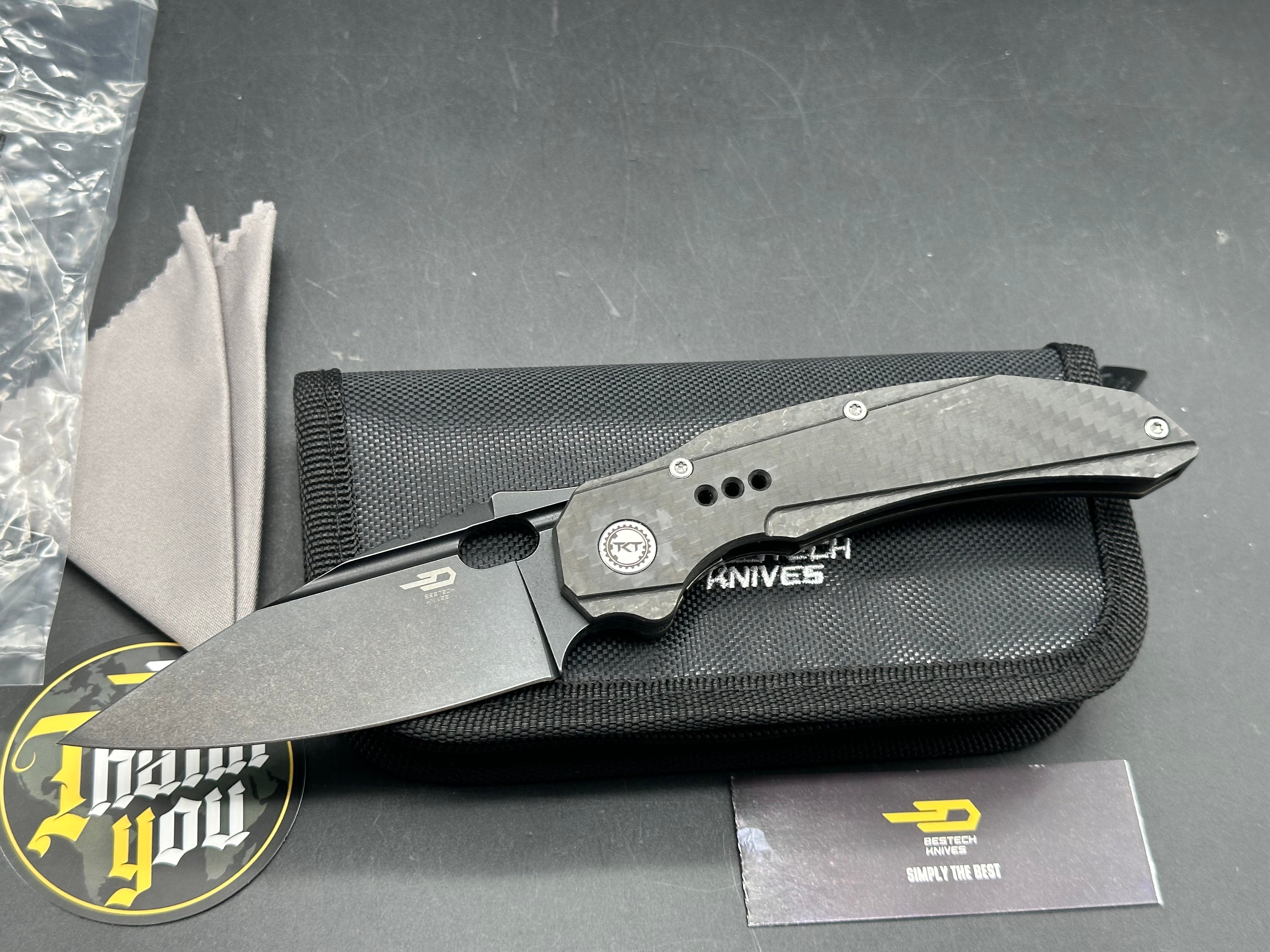 Bestech Exploit: Titanium handle with carbon fiber, black S35VN blade, 7.95" overall length