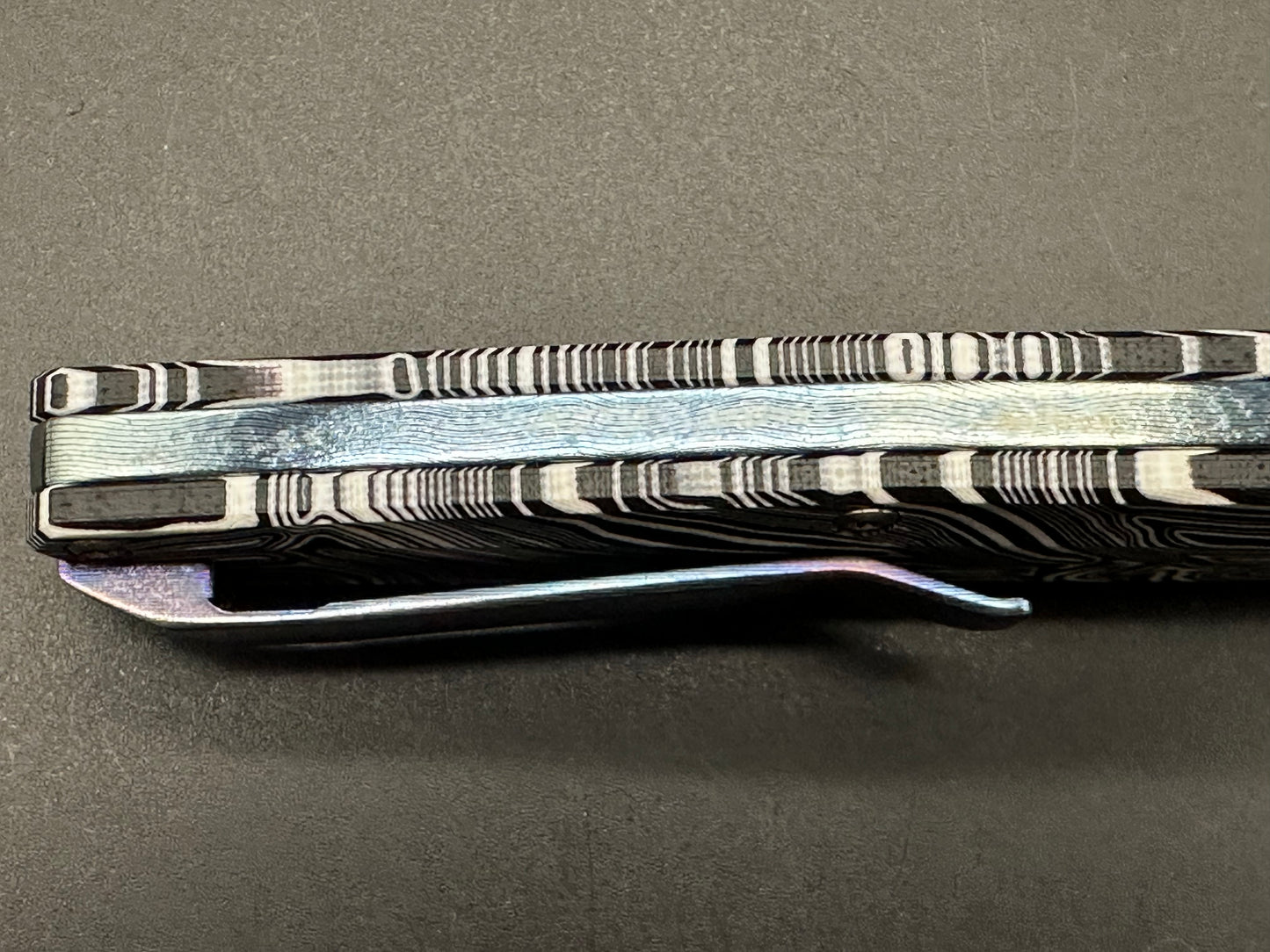 Vero Axon regrind- mod hole timascus clip & backspacer Gmascus scales