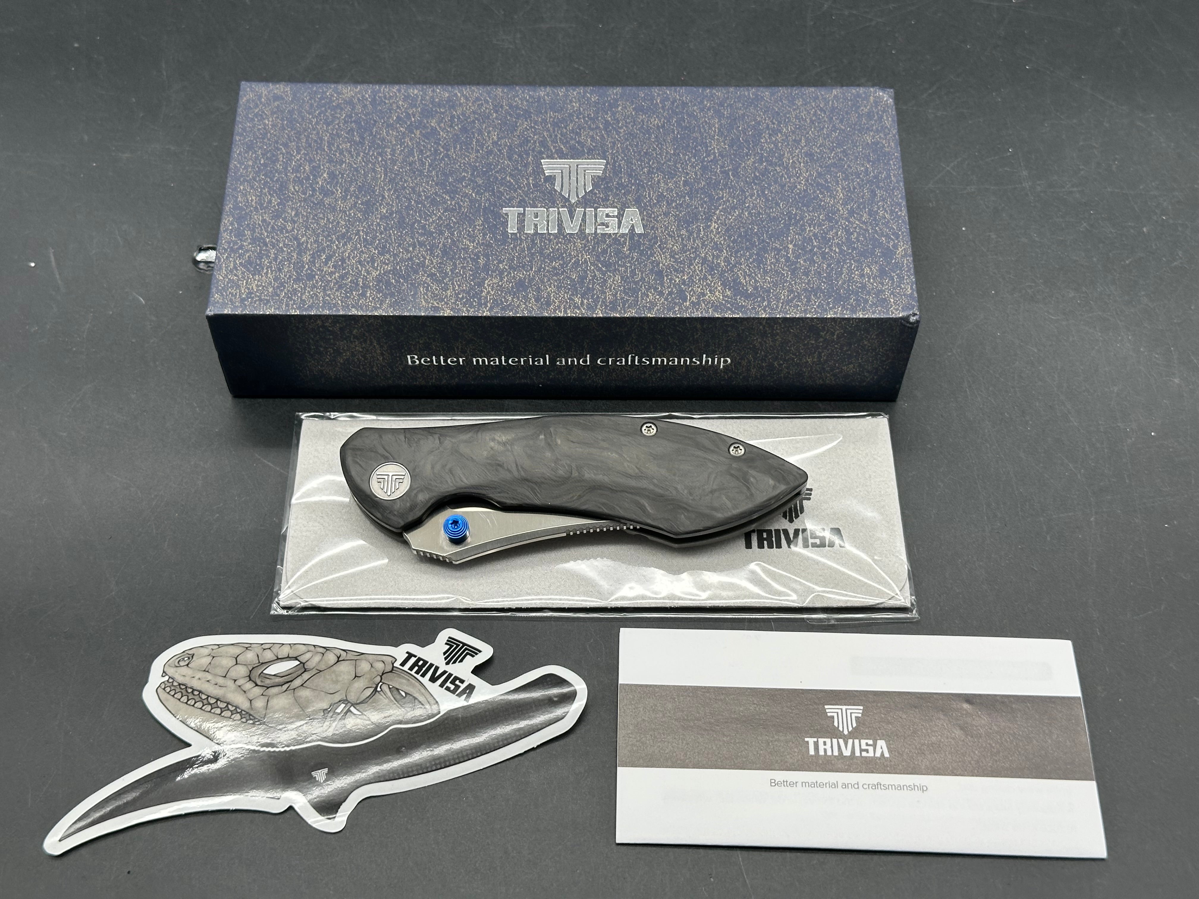 Trivisa Rhino -W frame lock titanium with carbon fiber M390 steel