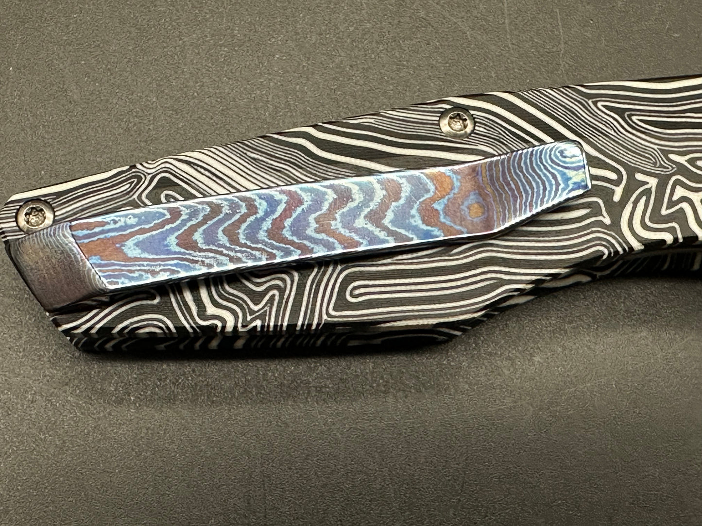 Vero Axon regrind- mod hole timascus clip & backspacer Gmascus scales