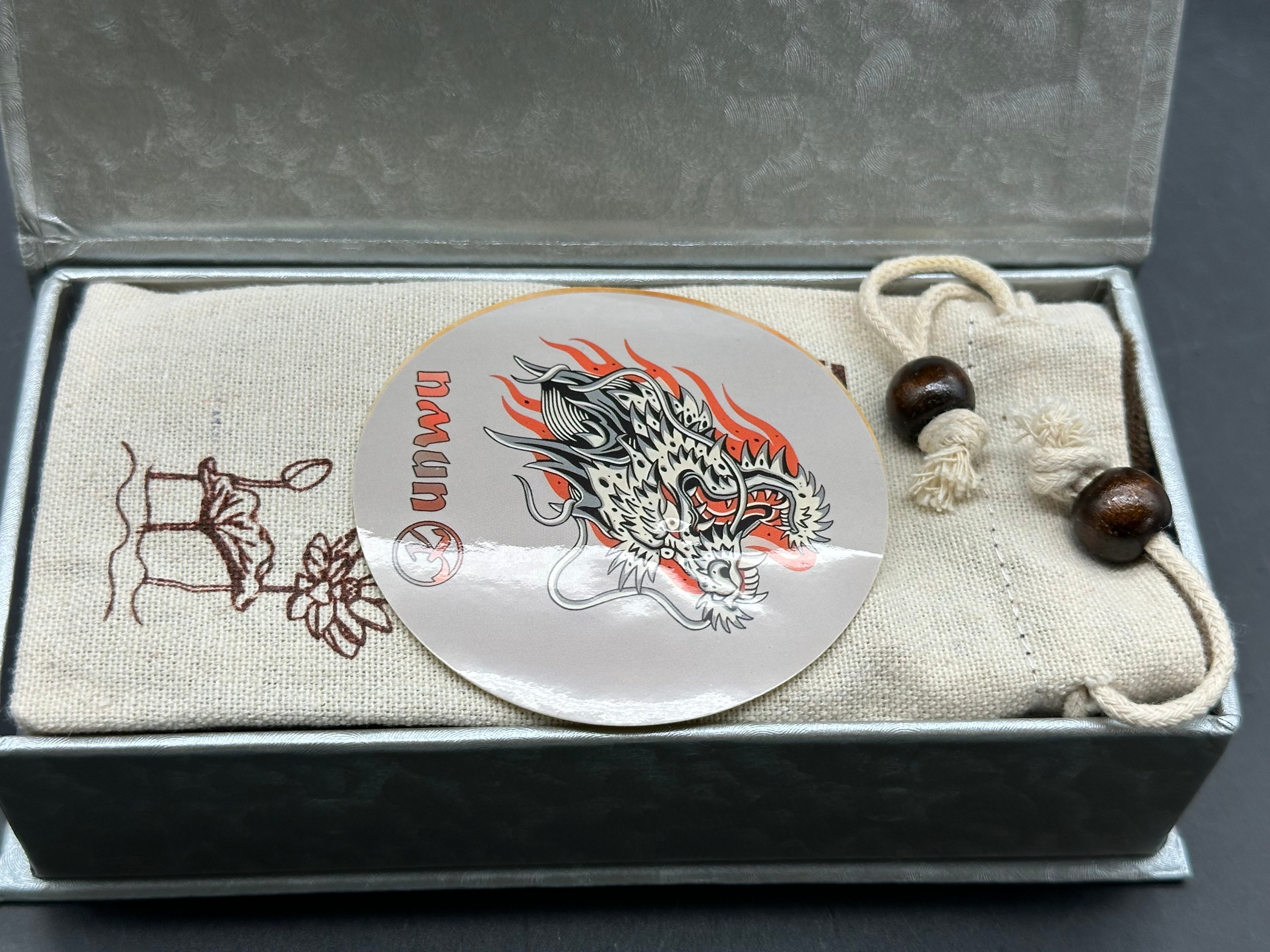 Kunwu S-Tao II (S703L-T2), Satin Vanax Blade, Contoured Ti Handles with Orange Peel Texture, Timascus Pivot Collars, Contoured Ti Pocket Clip