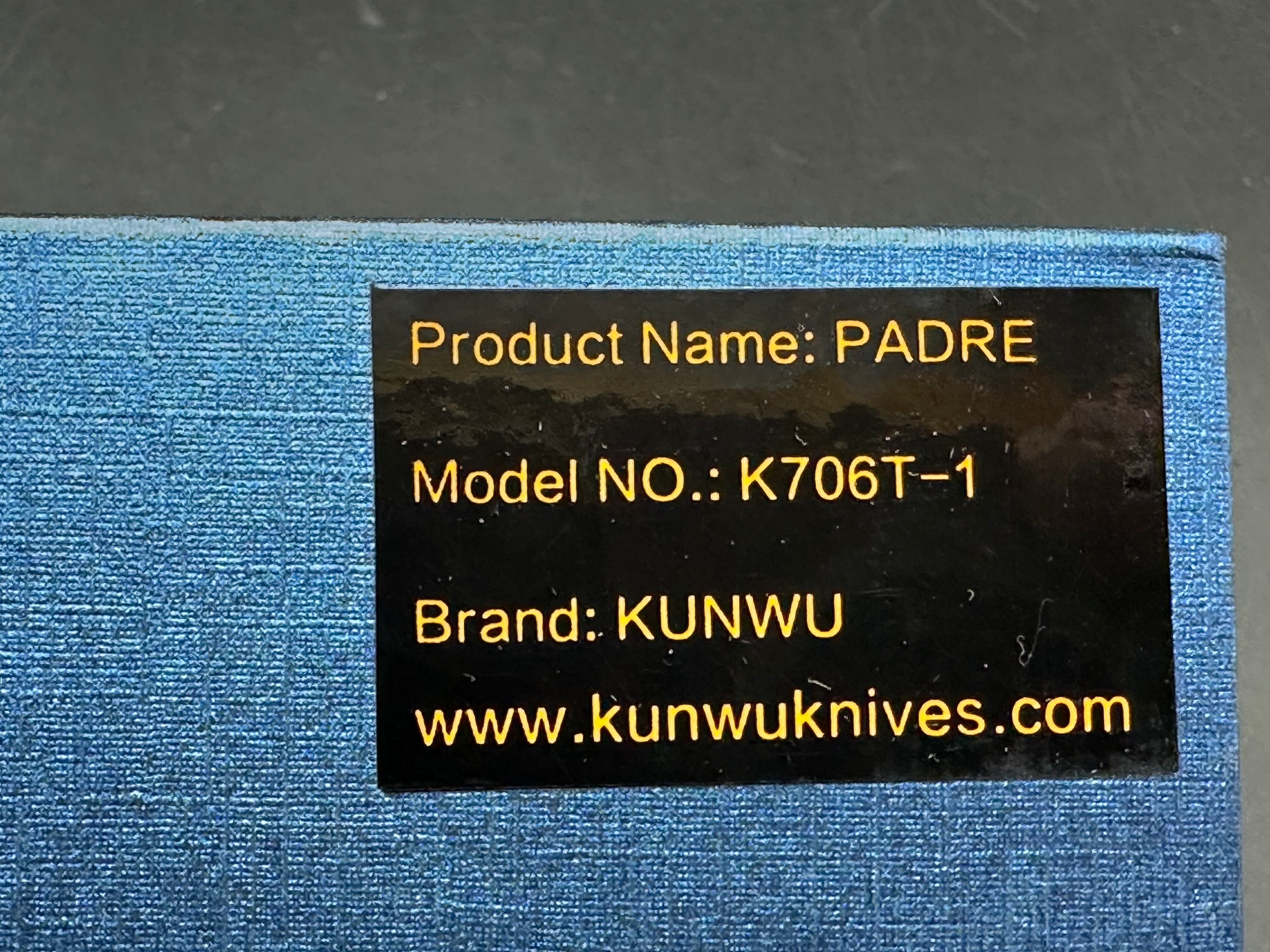 Kunwu Padre (K706T-1), Stonewashed Vanax Blade, Stonewashed Ti Handles with Diamond Texture, Timascus Pivot Collars