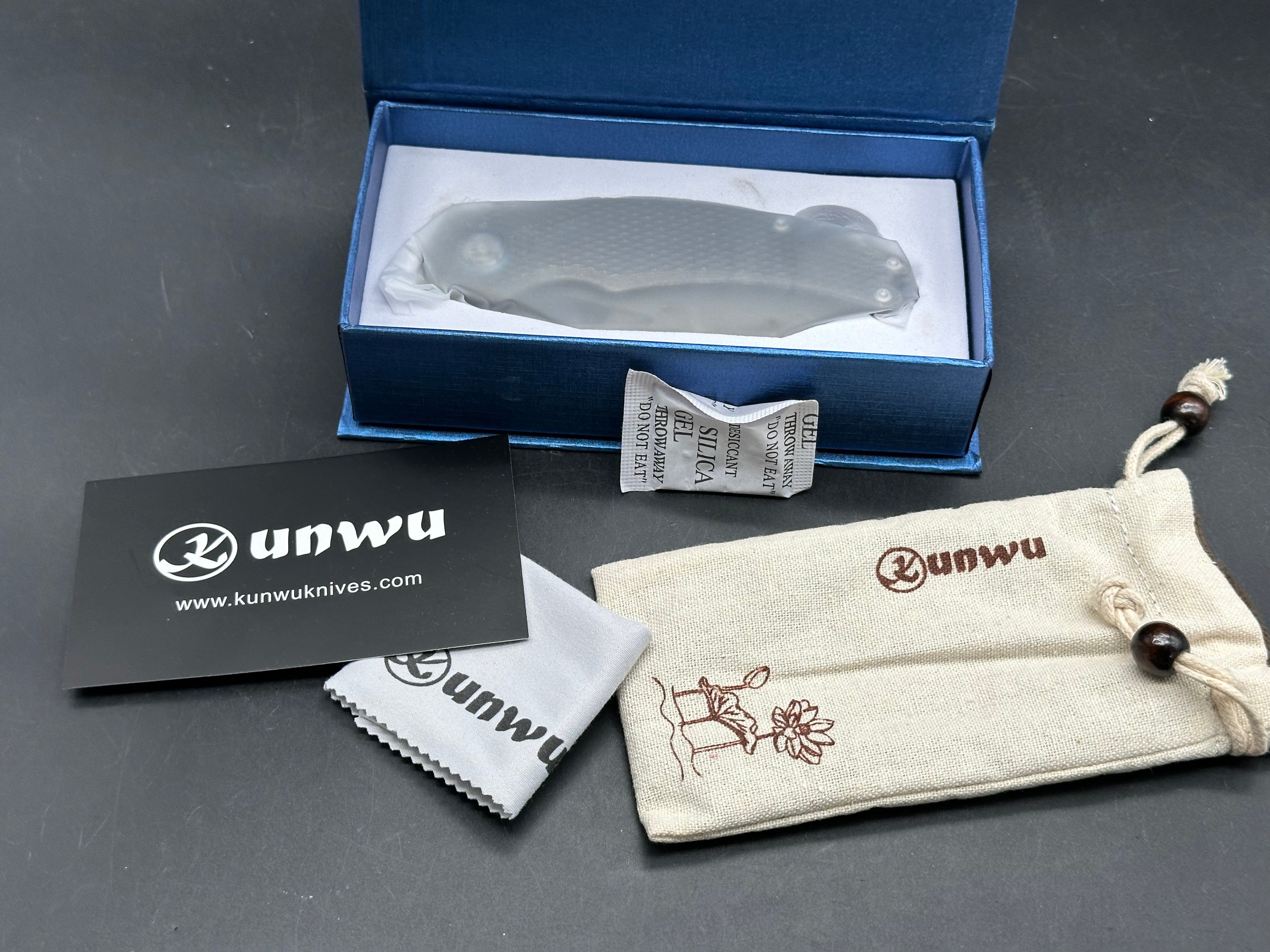 Kunwu Padre (K706T-1), Stonewashed Vanax Blade, Stonewashed Ti Handles with Diamond Texture, Timascus Pivot Collars