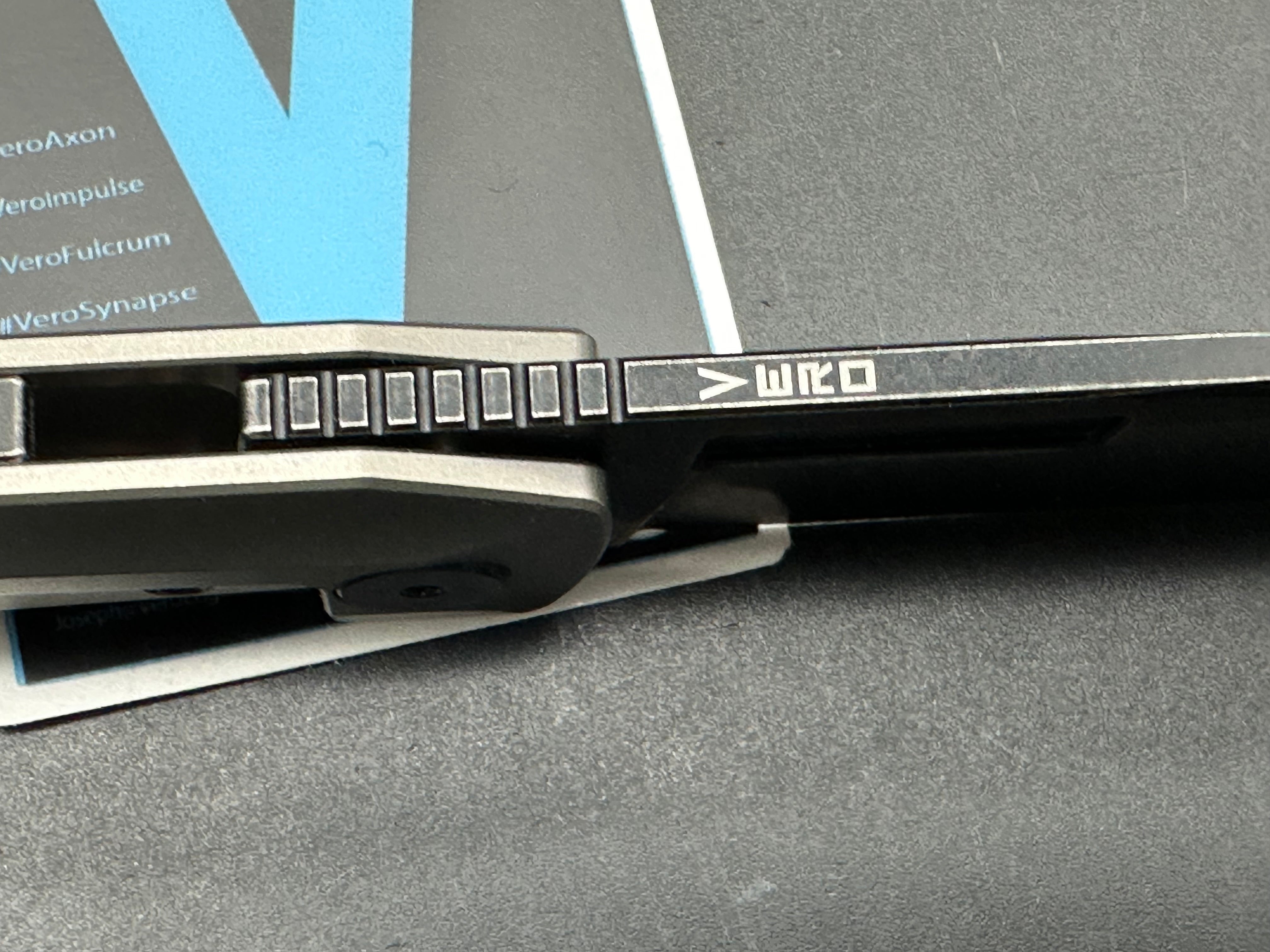 Vero Axon Frame Lock #378 First Run, Blackwashed M390 Blade, Stonewashed Ti Handles, Blackwashed Ti Backspacer