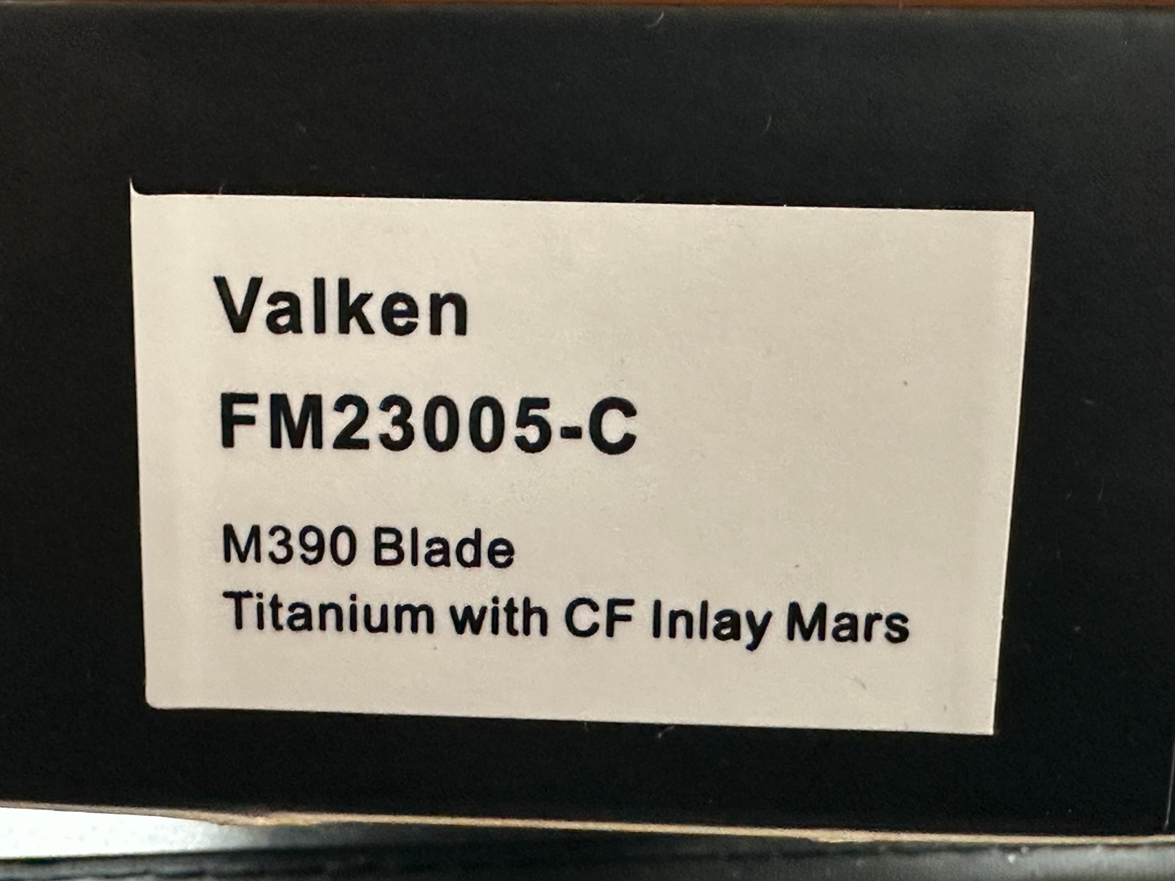 Ferramonster Valken (FM23005-C), Belt Satin M390 Blade, Blackwashed Titanium Handles with Mars Valley Fat Carbon Fiber Inlays