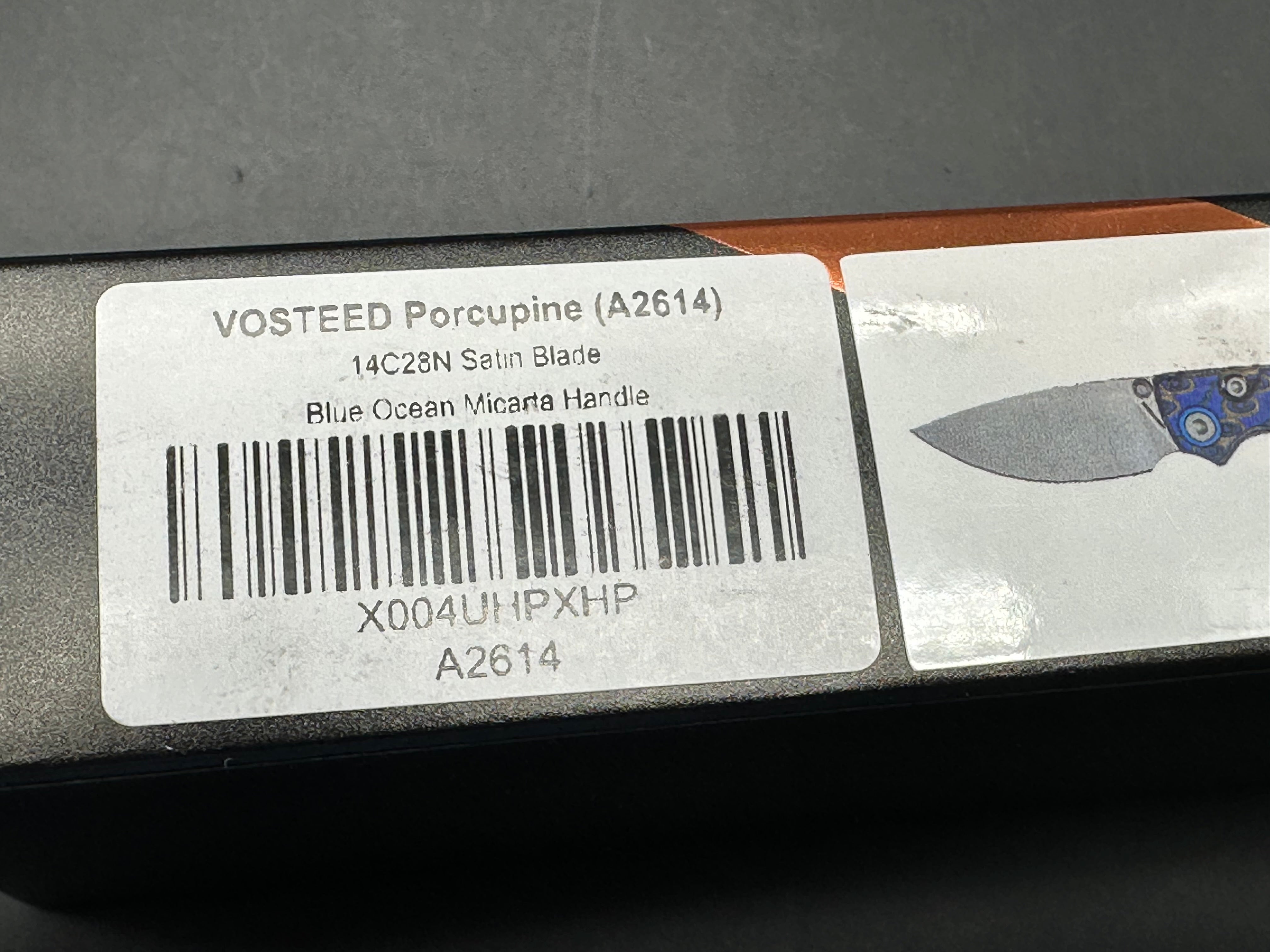 Vosteed Porcupine blue ocean micarta handle w/14C48N blade