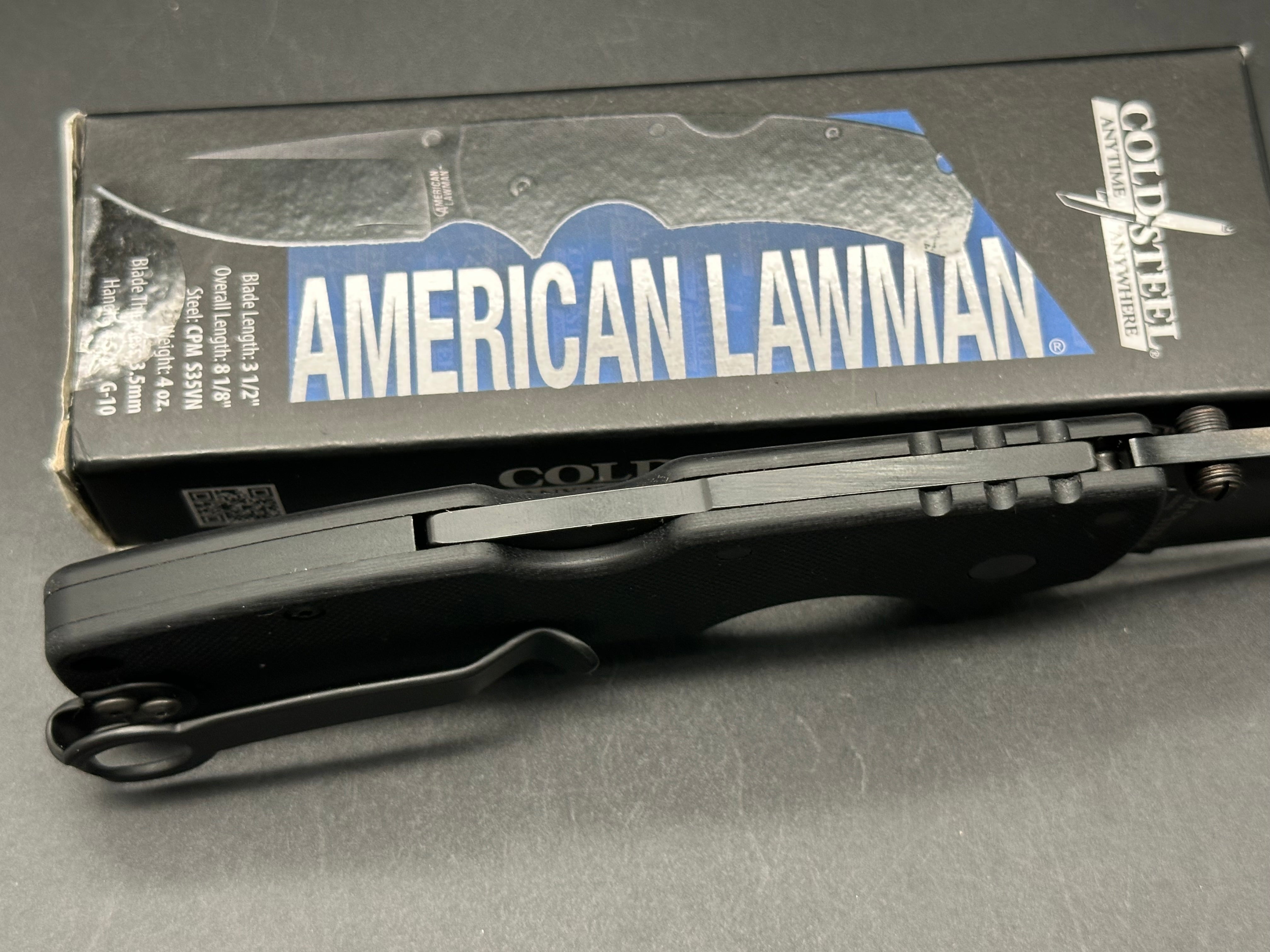 COLD STEEL AMERICAN LAWMAN 3.5" S35VN G-10 / DEEP CARRY CLIP