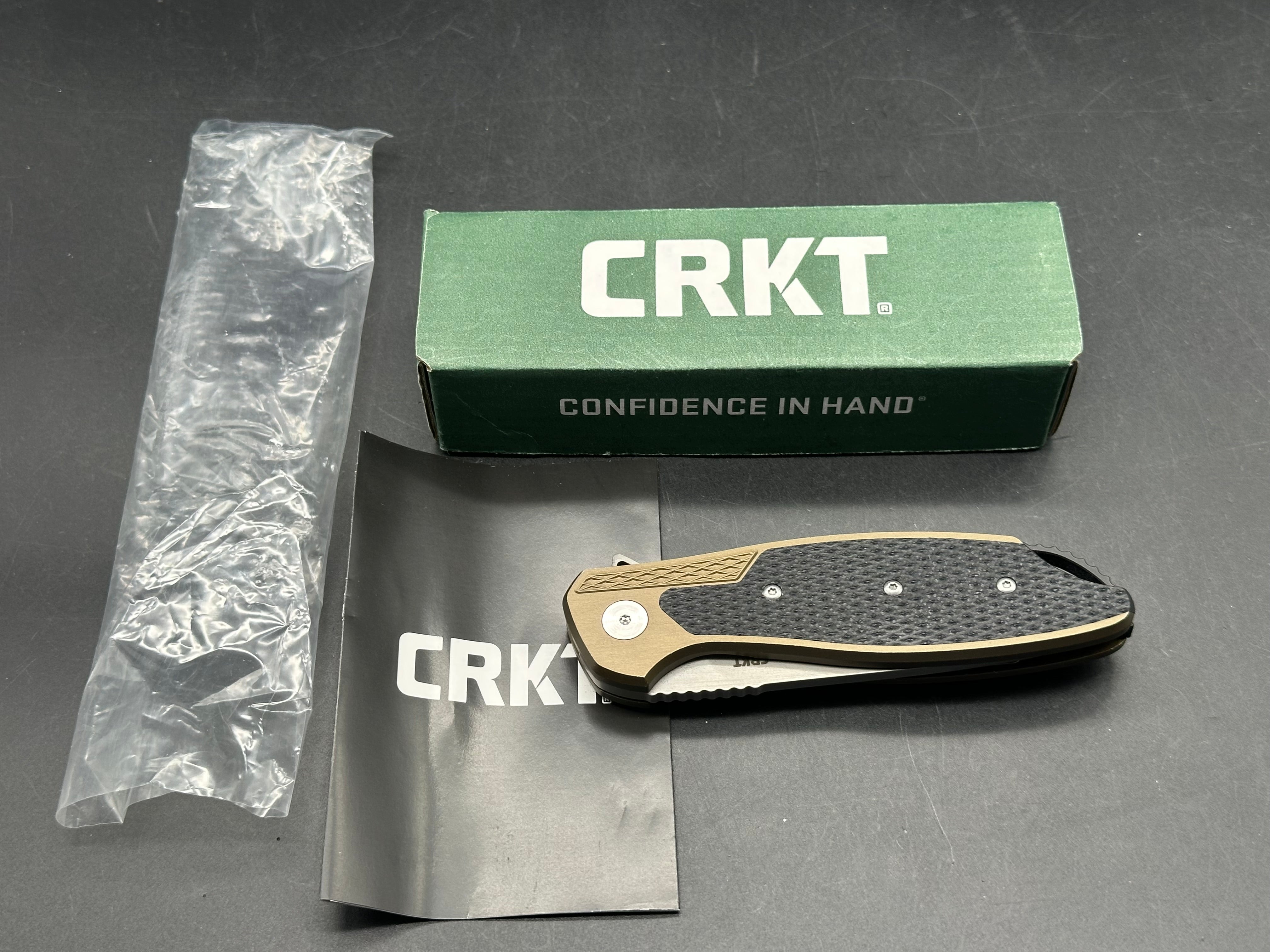 CRKT Ken Onion Jake Liner Lock Knife Bronze Aluminum (3.32" Bead Blast)