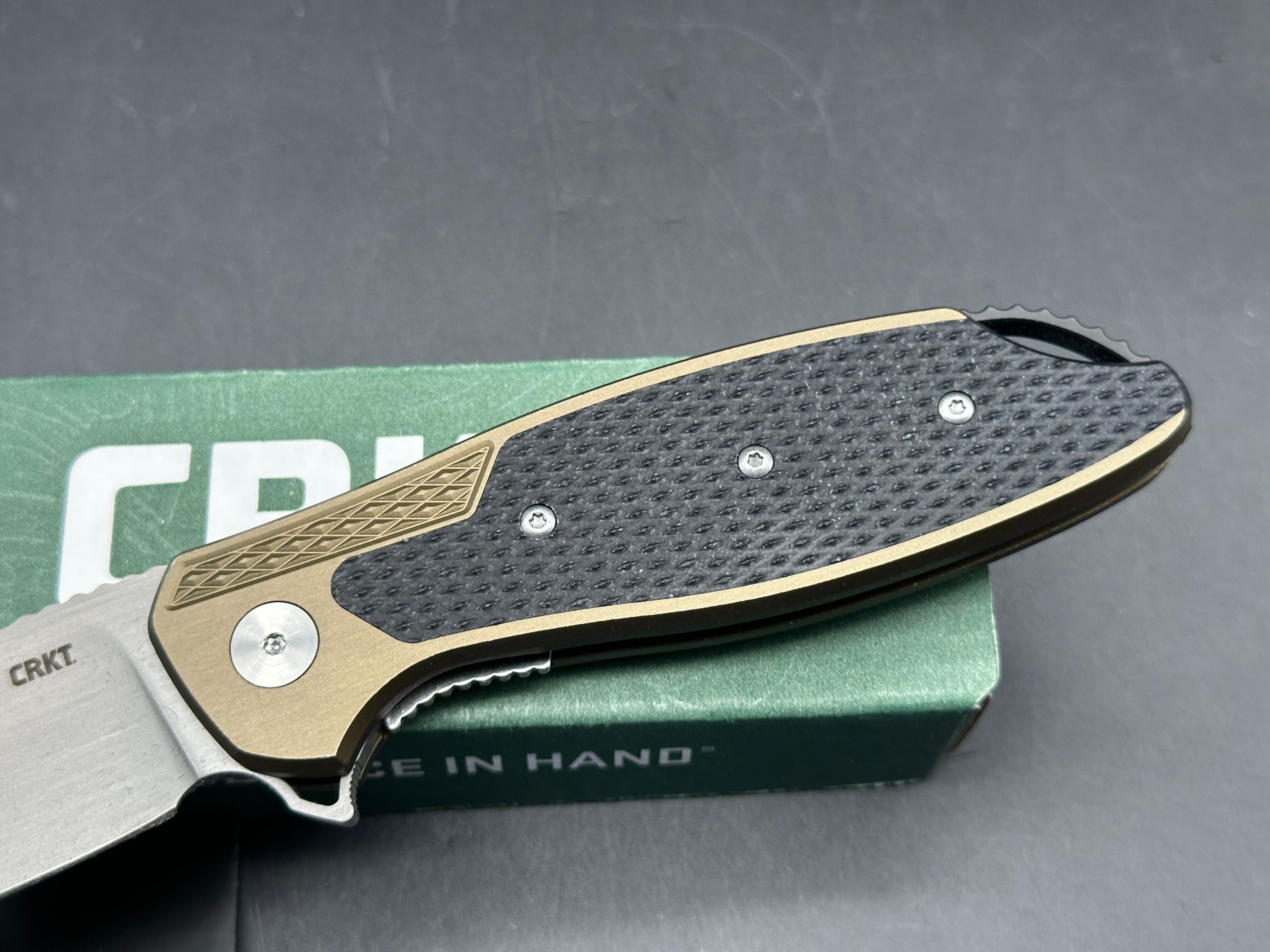 CRKT Ken Onion Jake Liner Lock Knife Bronze Aluminum (3.32" Bead Blast)