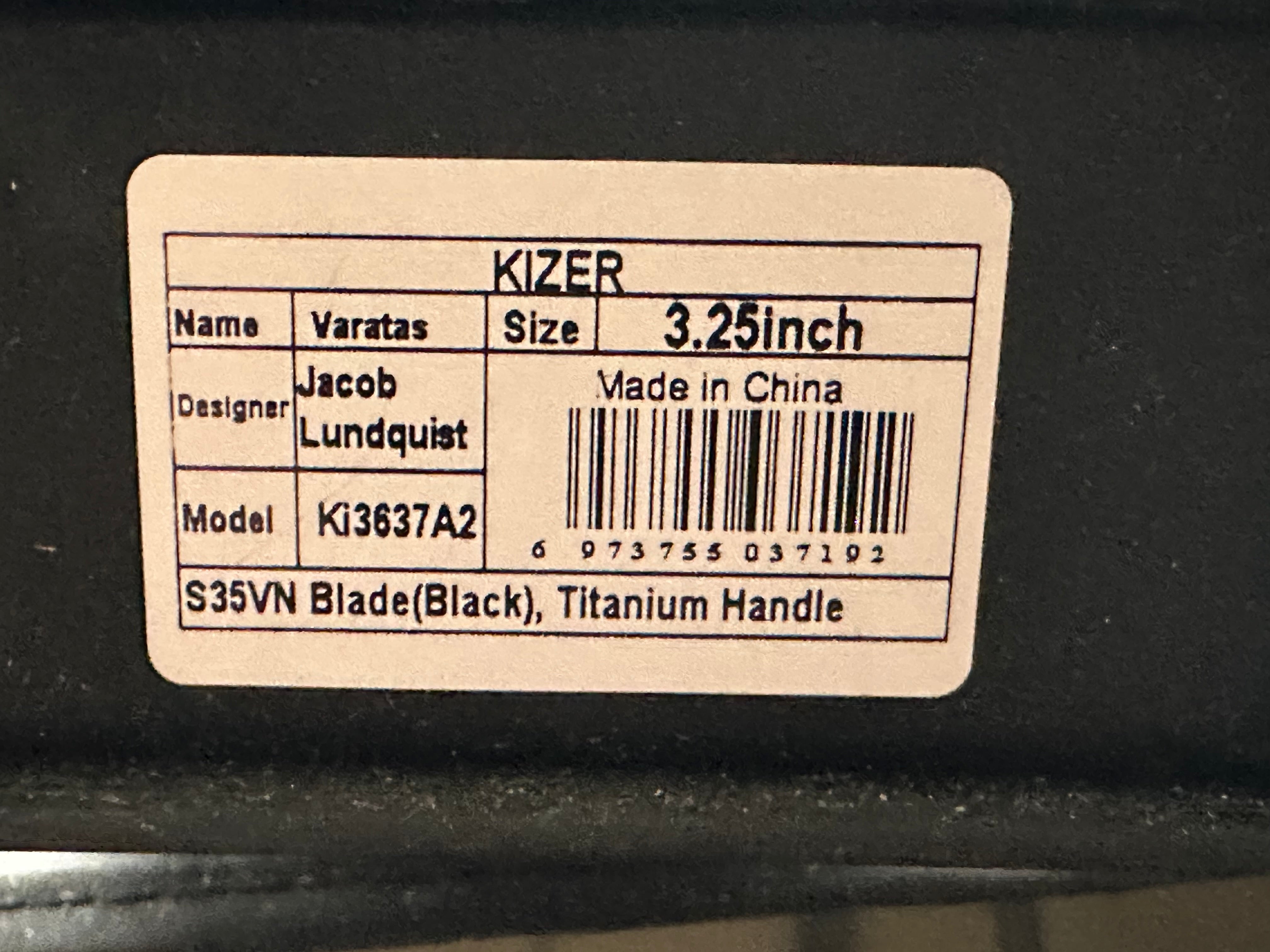 KIZER VARATAS 3.25" BLK Titanium