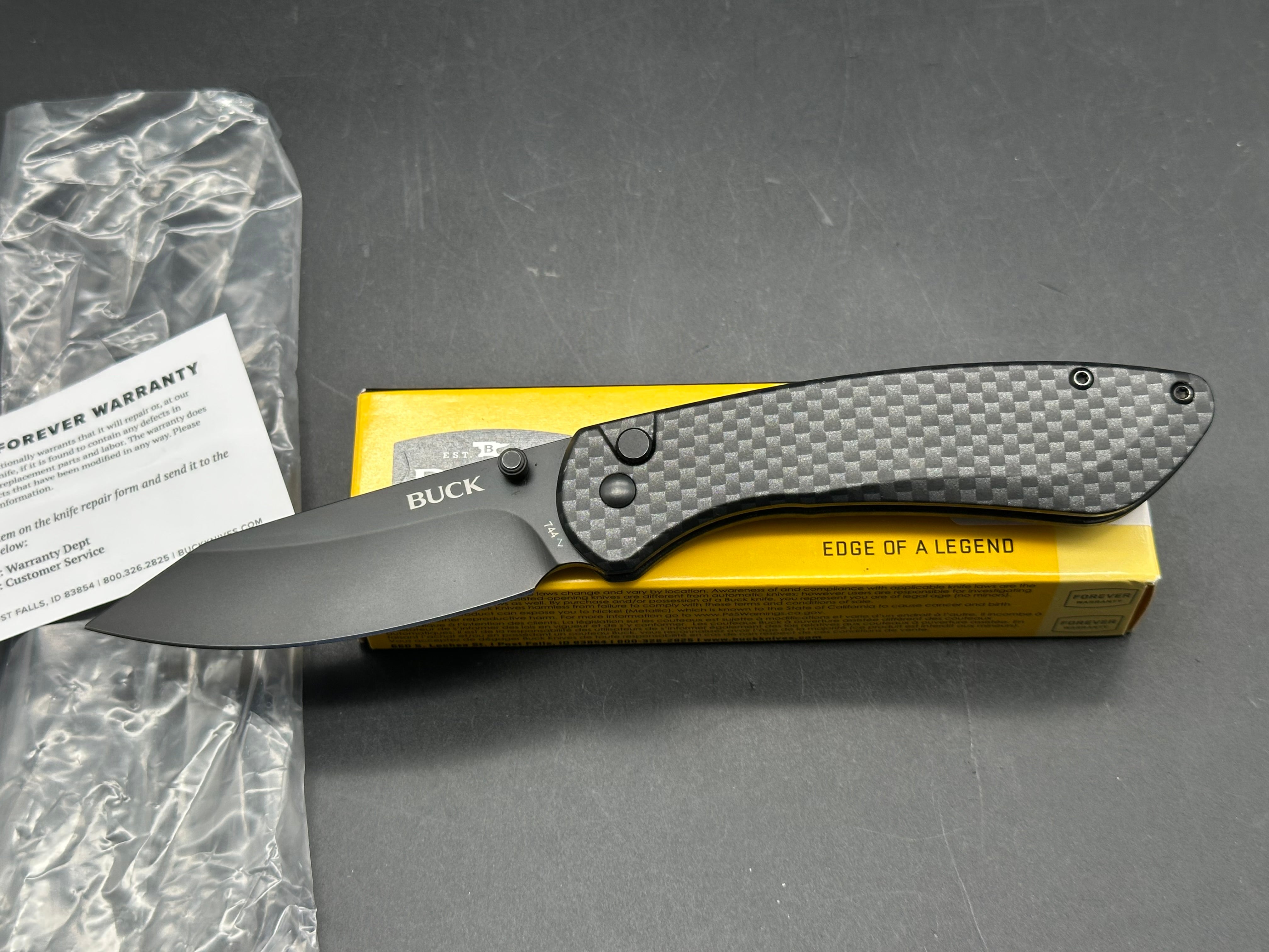 Buck Knives 744 Sovereign Button Lock Knife Black Steel (3.2" Black)