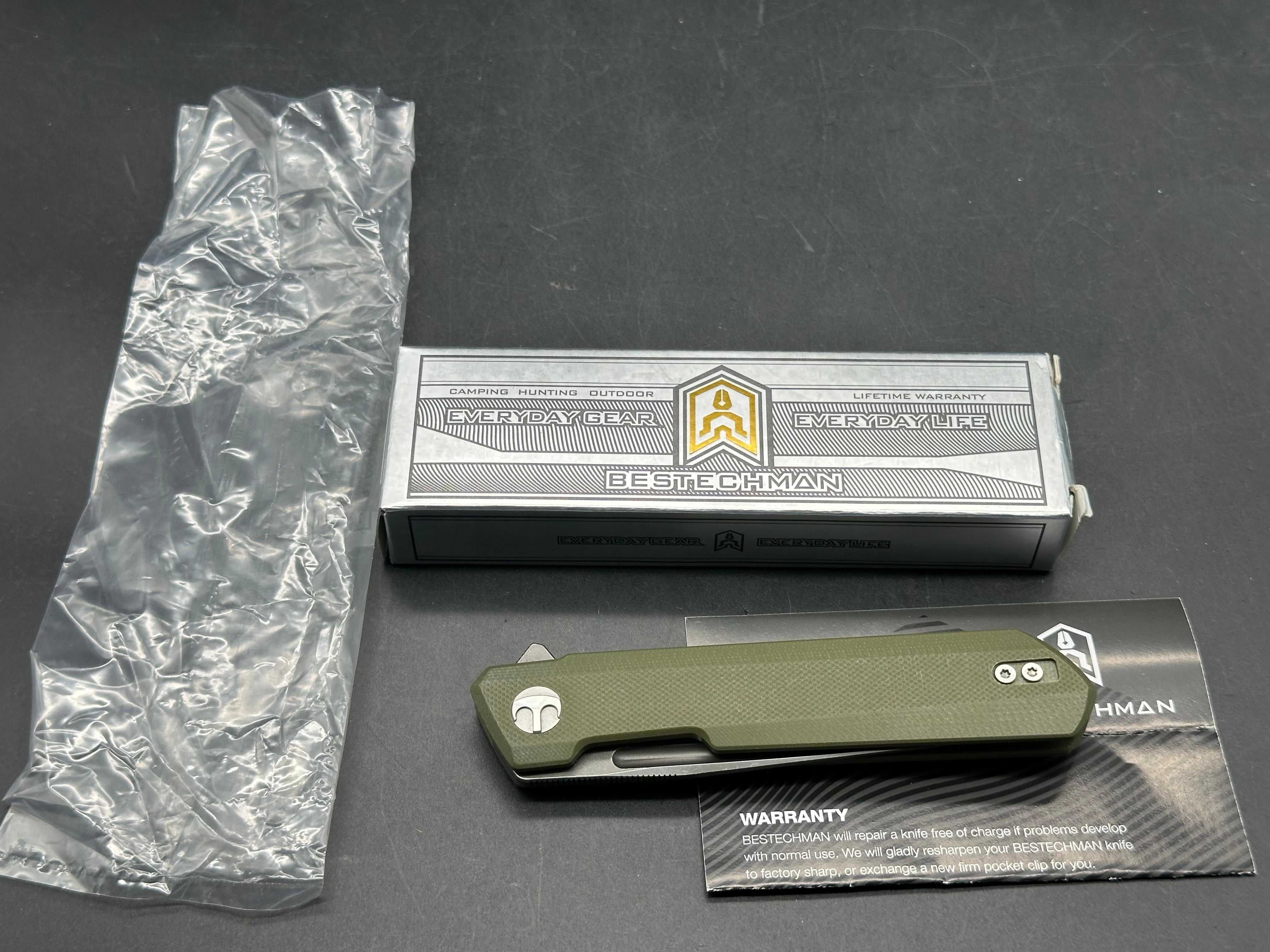 Bestechman Dundee Liner Lock Knife G-10 OD Green (3.3" Two Tone)