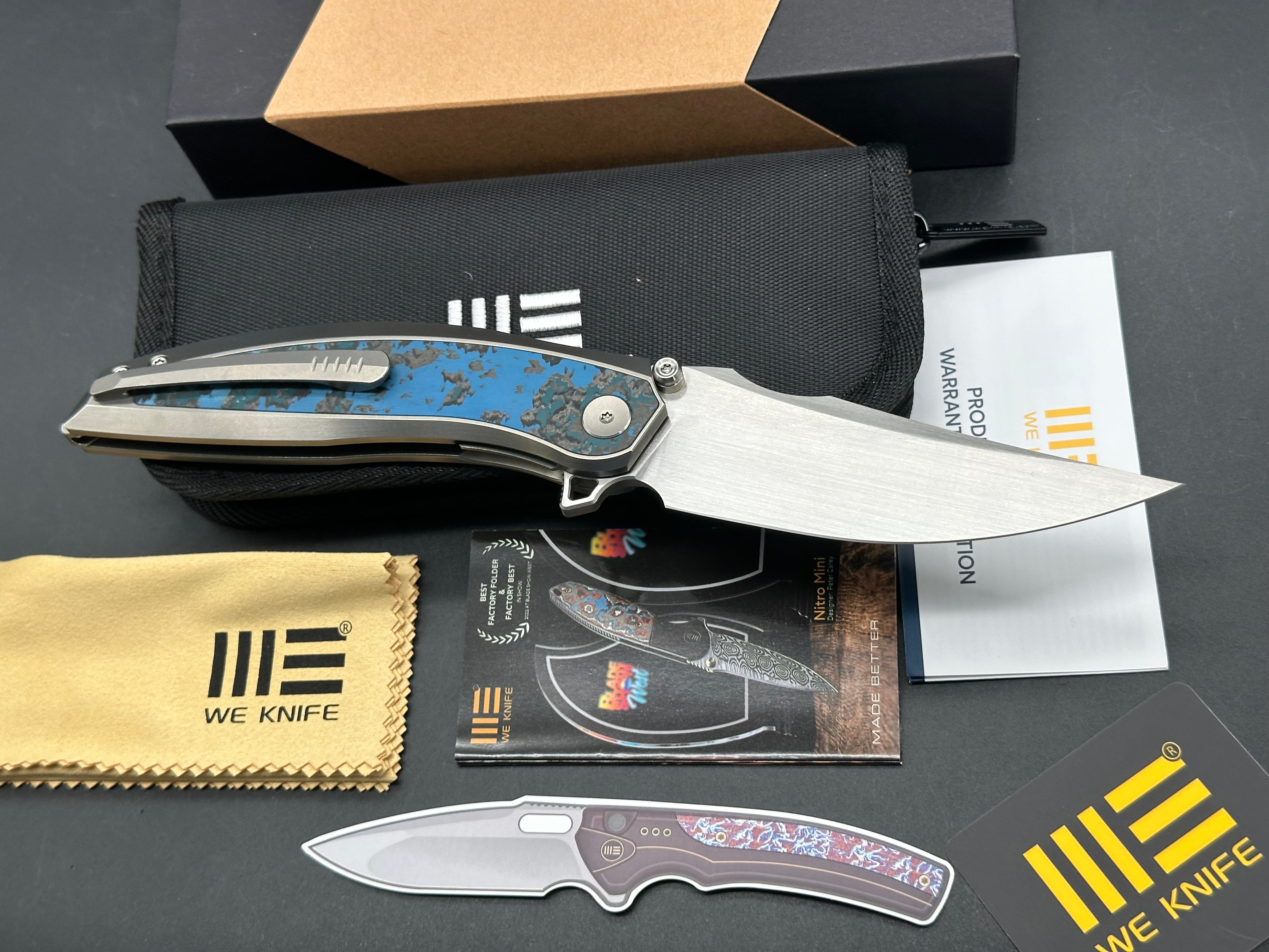 WE QUINSERIS TITANIUM/ARCTIC STORM FAT CARBON FIBER HANDLE M390