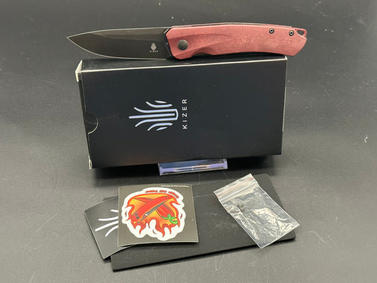 KIZER AGRESSOR RED RICHLITE HANDLE 3V blade