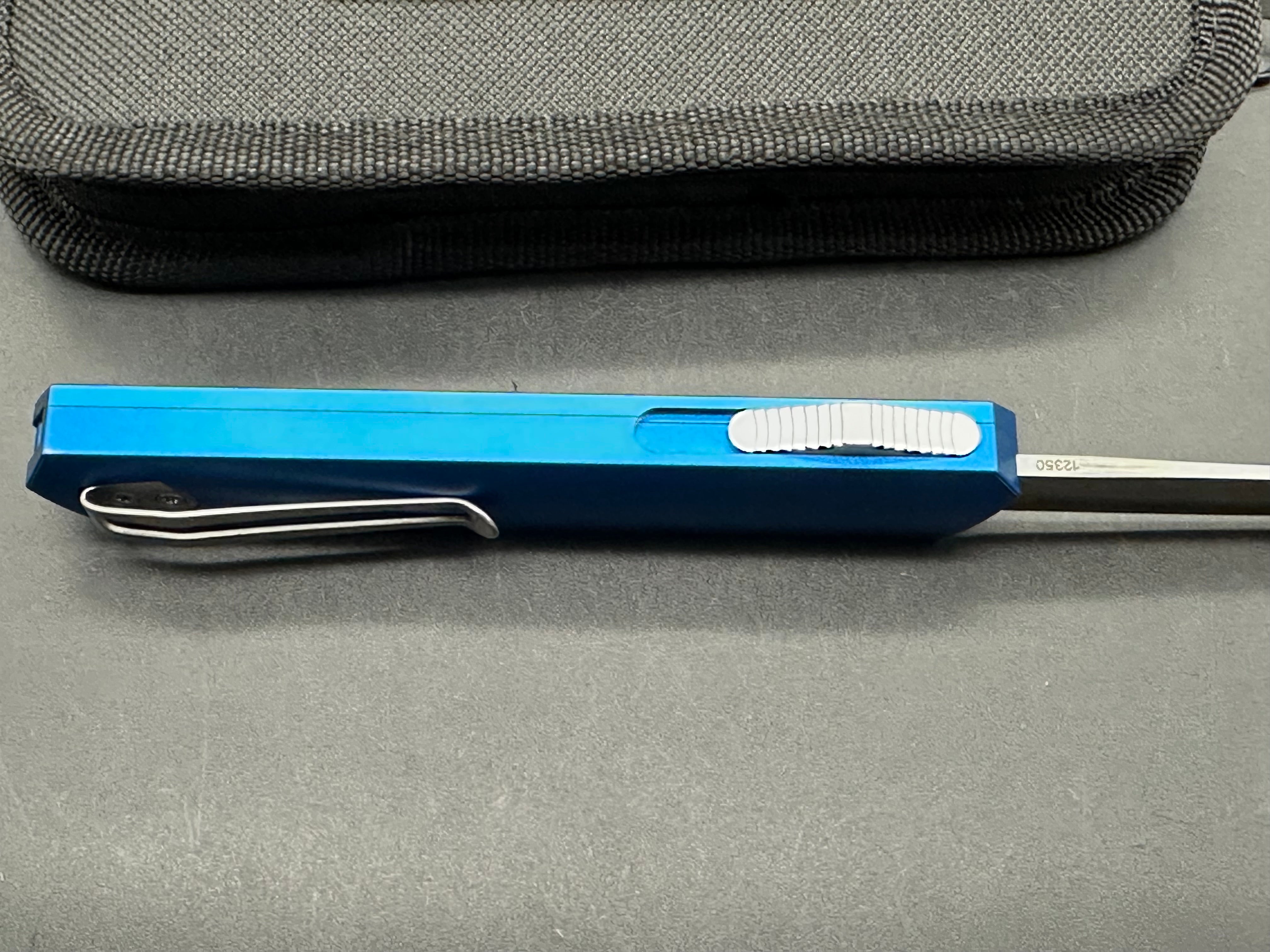 Boker Kwaiken OTF Automatic Knife Blue Aluminum (3.4" Satin)