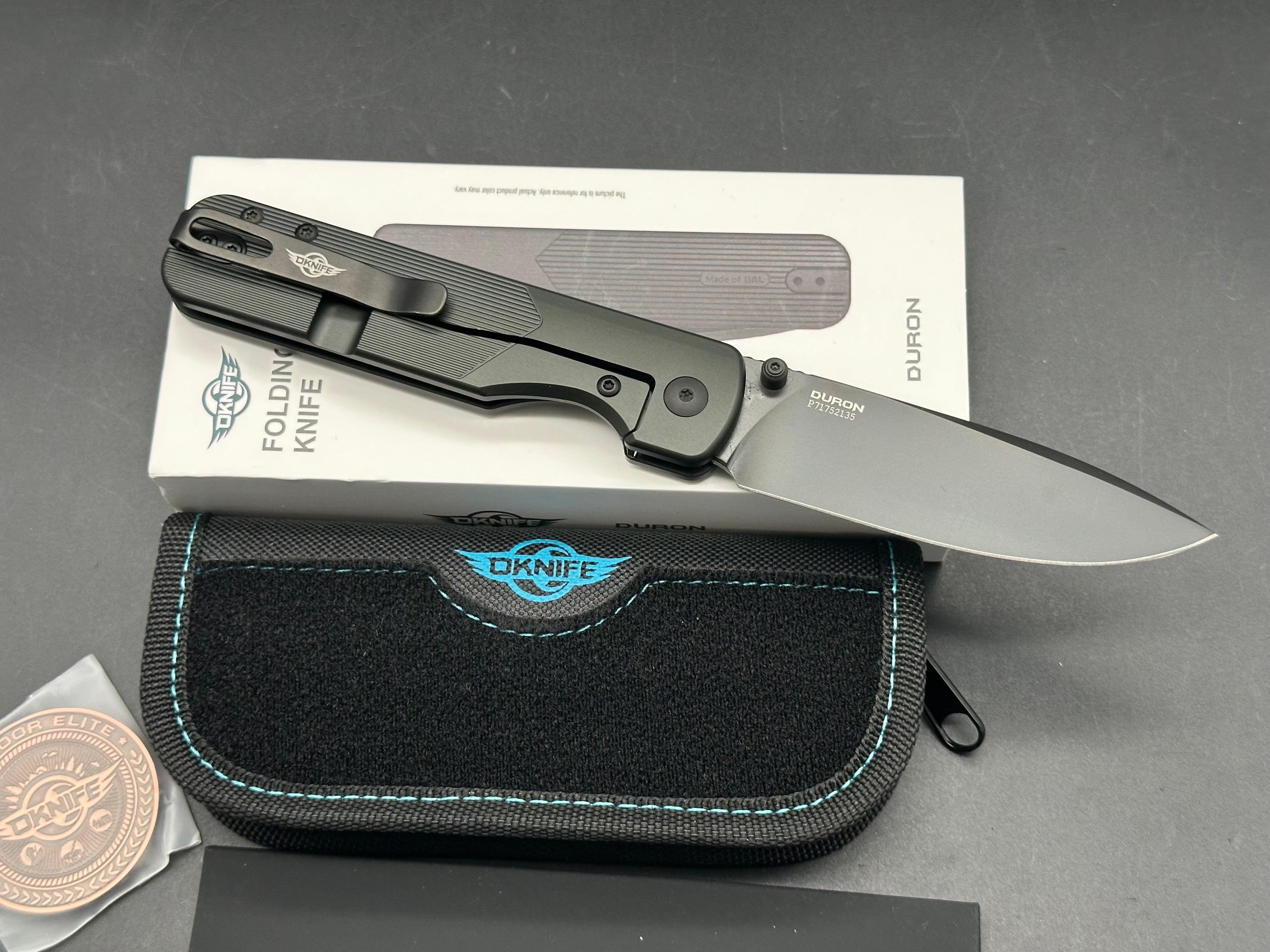 Oknife Duron Stealth Grey OAL handle w/Nitro V blade