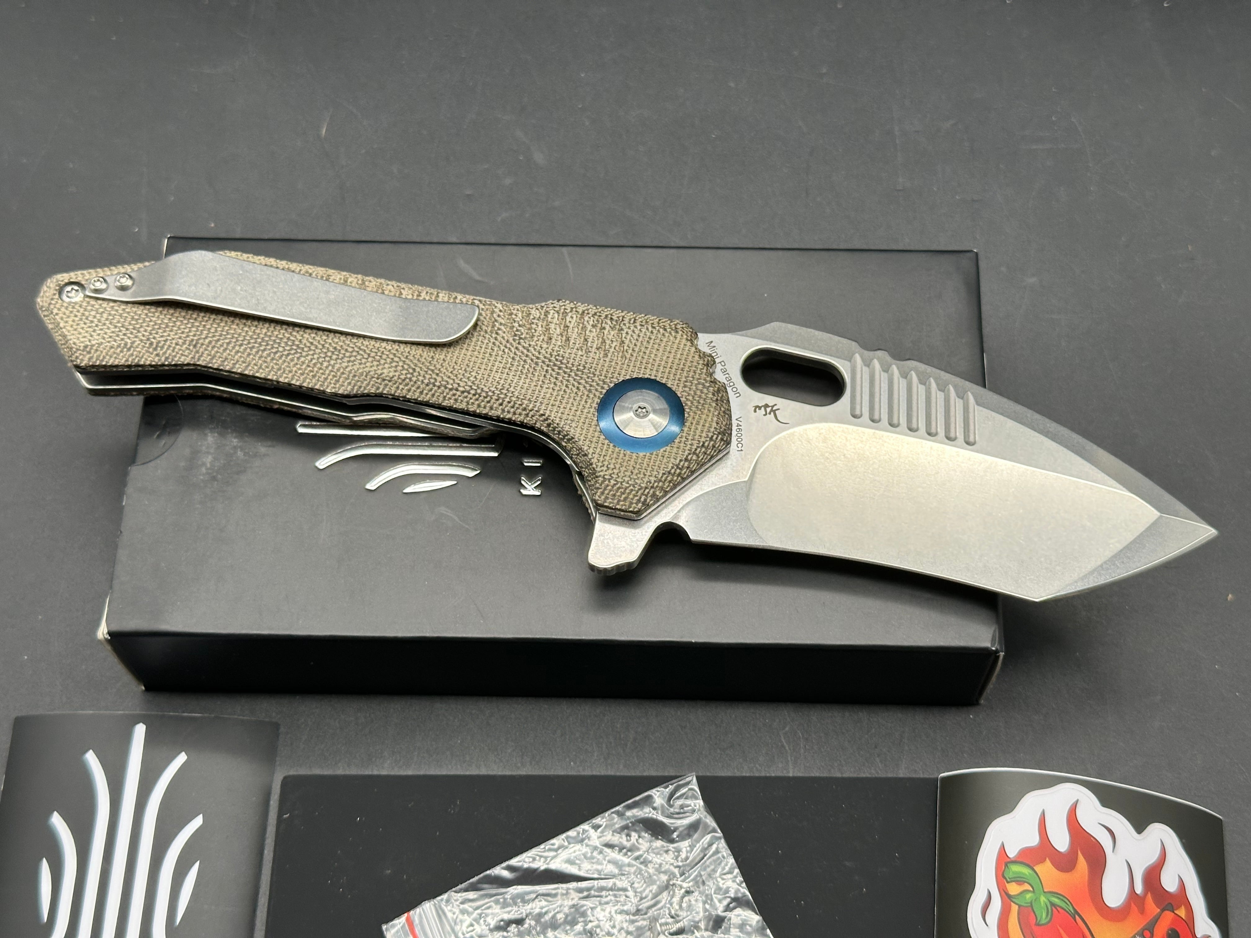 KIZER MINI PARAGON 3.43" MICARTA 154CM