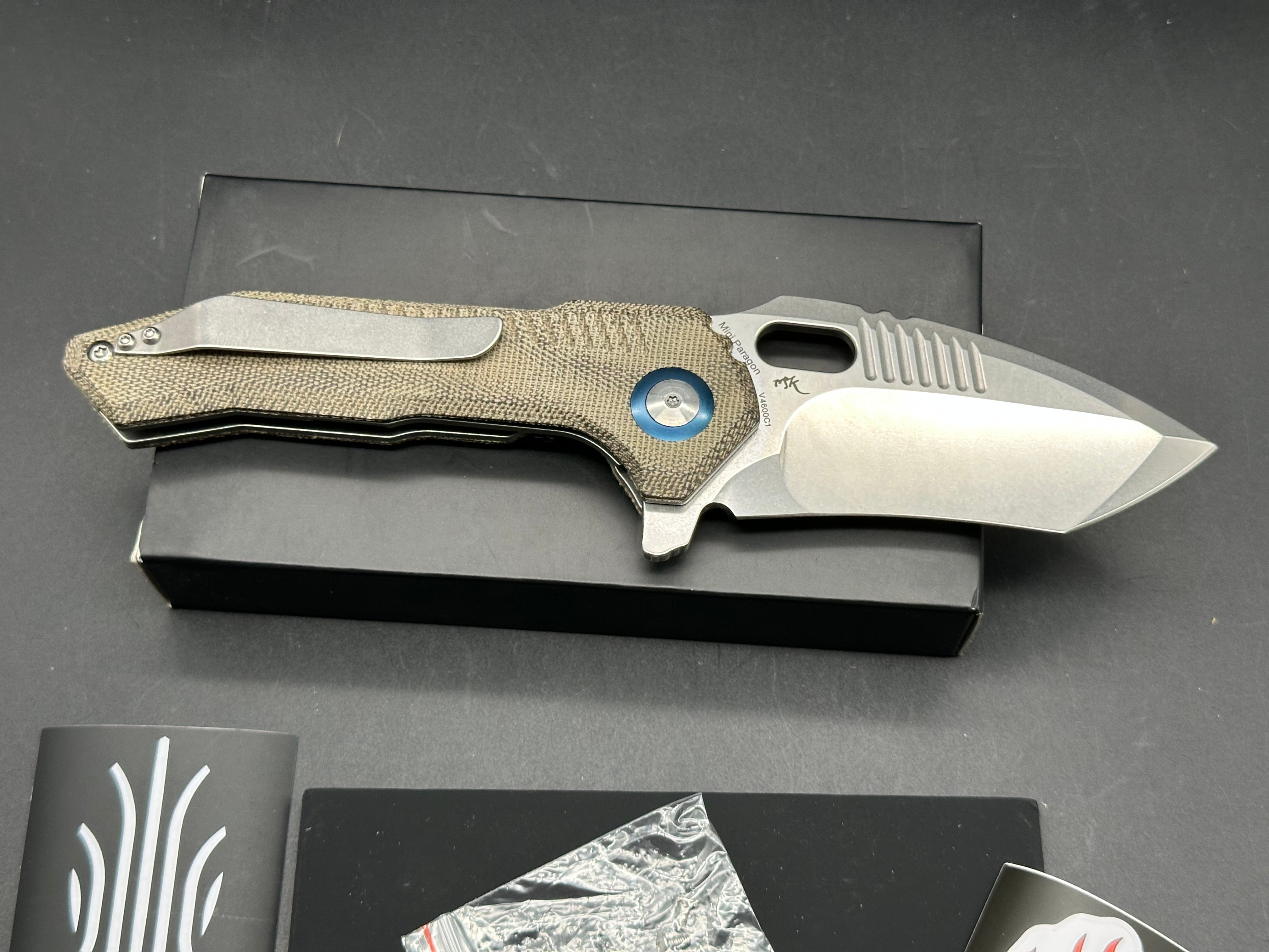 KIZER MINI PARAGON 3.43" MICARTA 154CM
