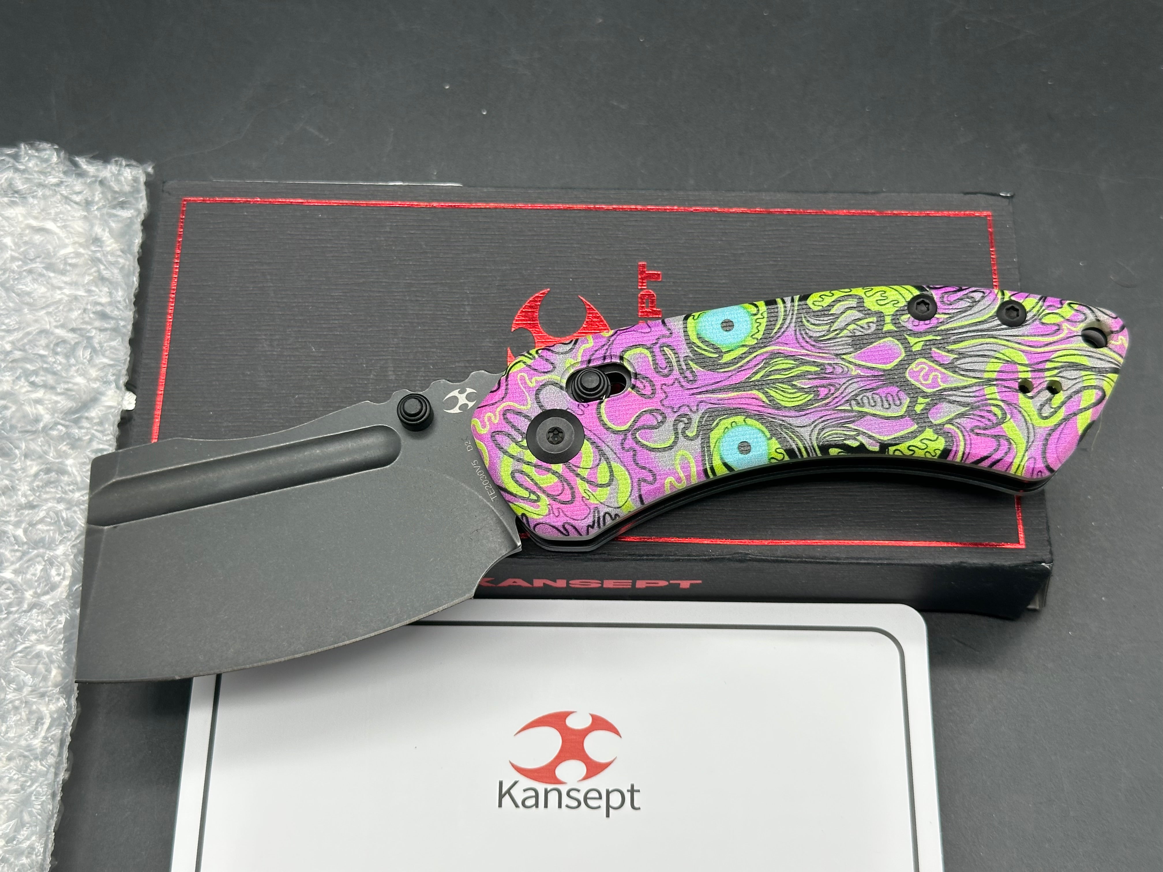 TENABLE KORVID V FOLDING KNIFE JADE G10/PURPLE UNDEAD PLAIN EDGE BLACKWASH FINISH