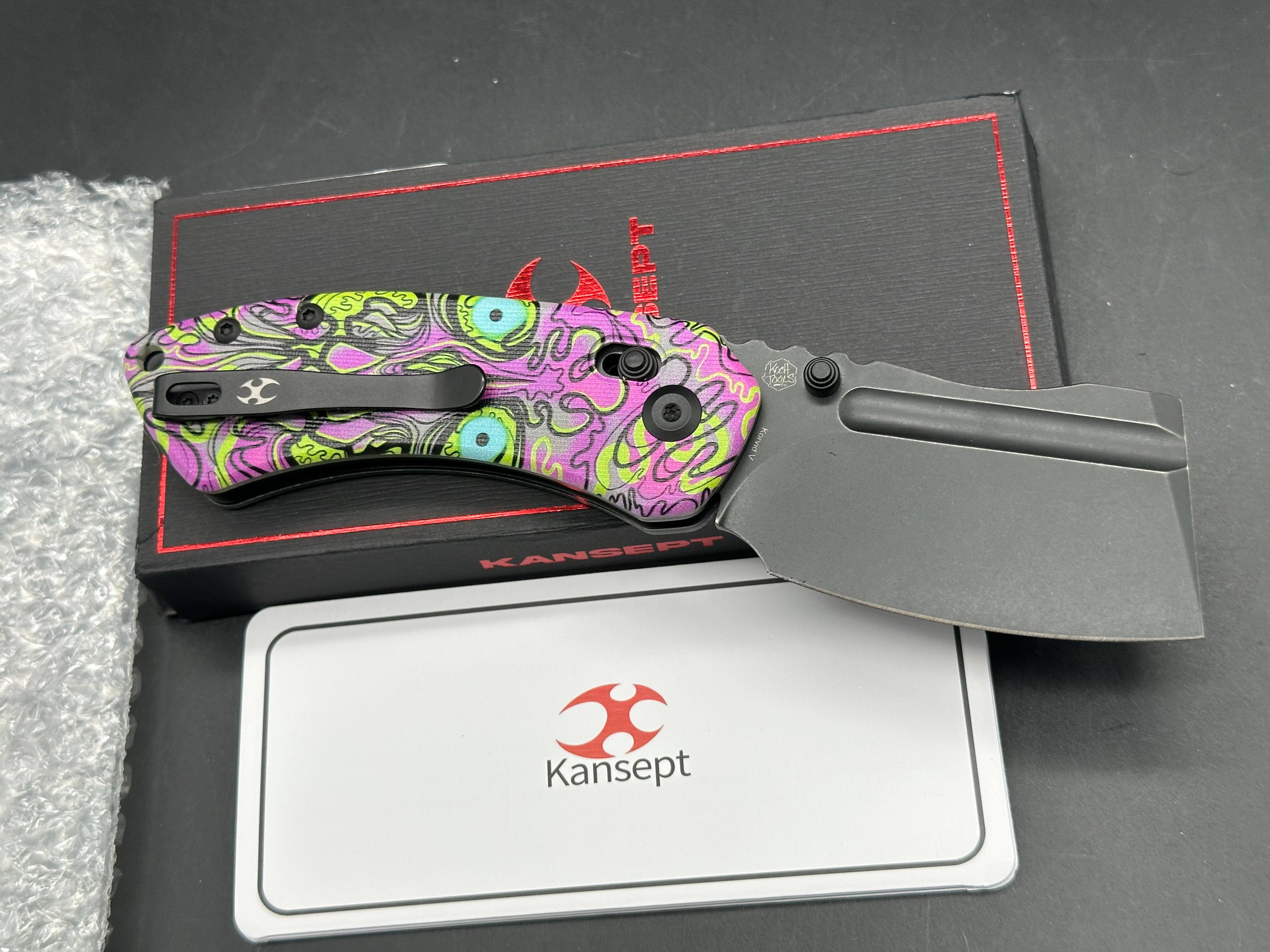 TENABLE KORVID V FOLDING KNIFE JADE G10/PURPLE UNDEAD PLAIN EDGE BLACKWASH FINISH