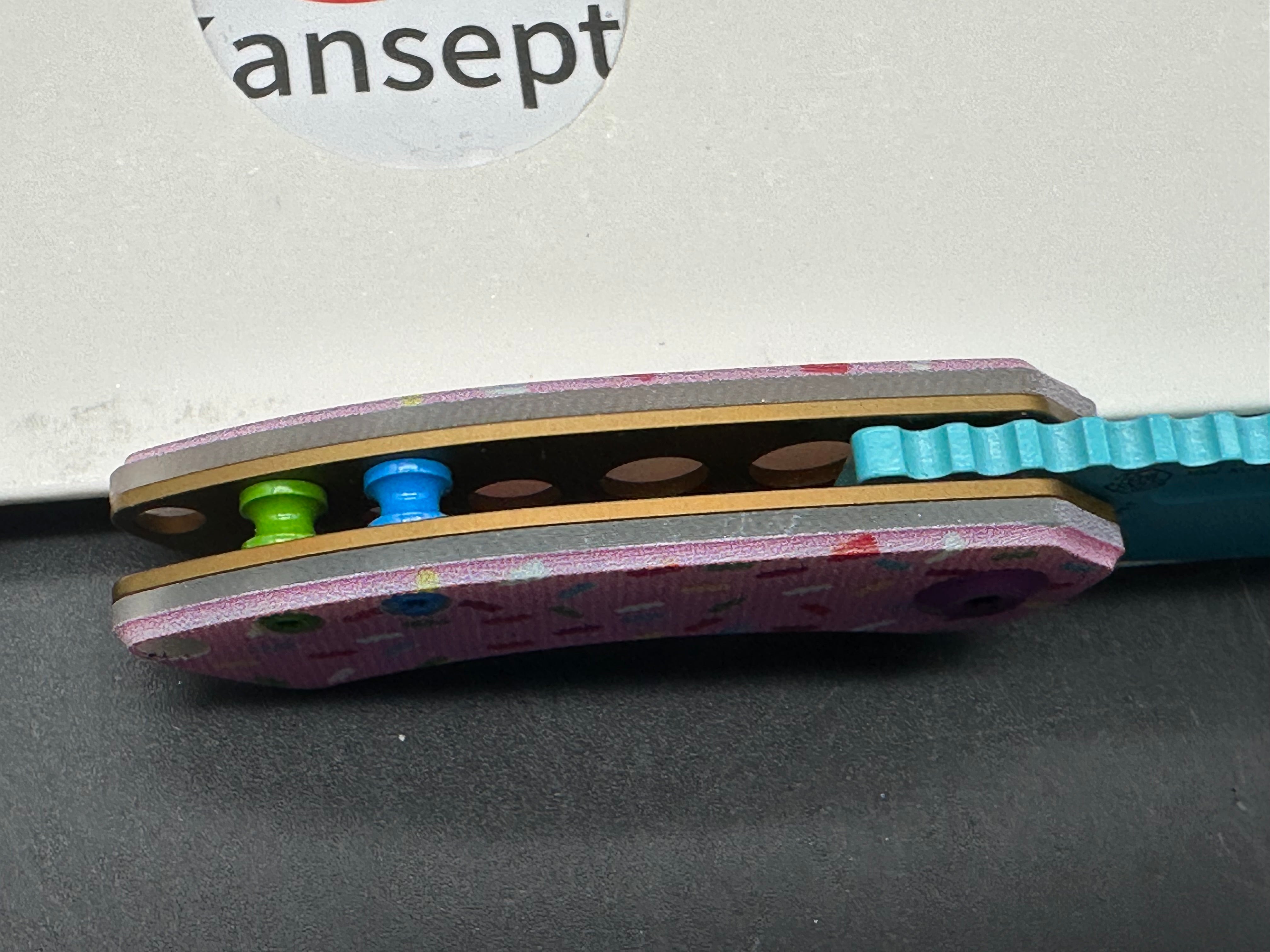 Kansept Knives Dessert Warrior® Mini Korvid Knife Pink Donut (1.5" Blue)