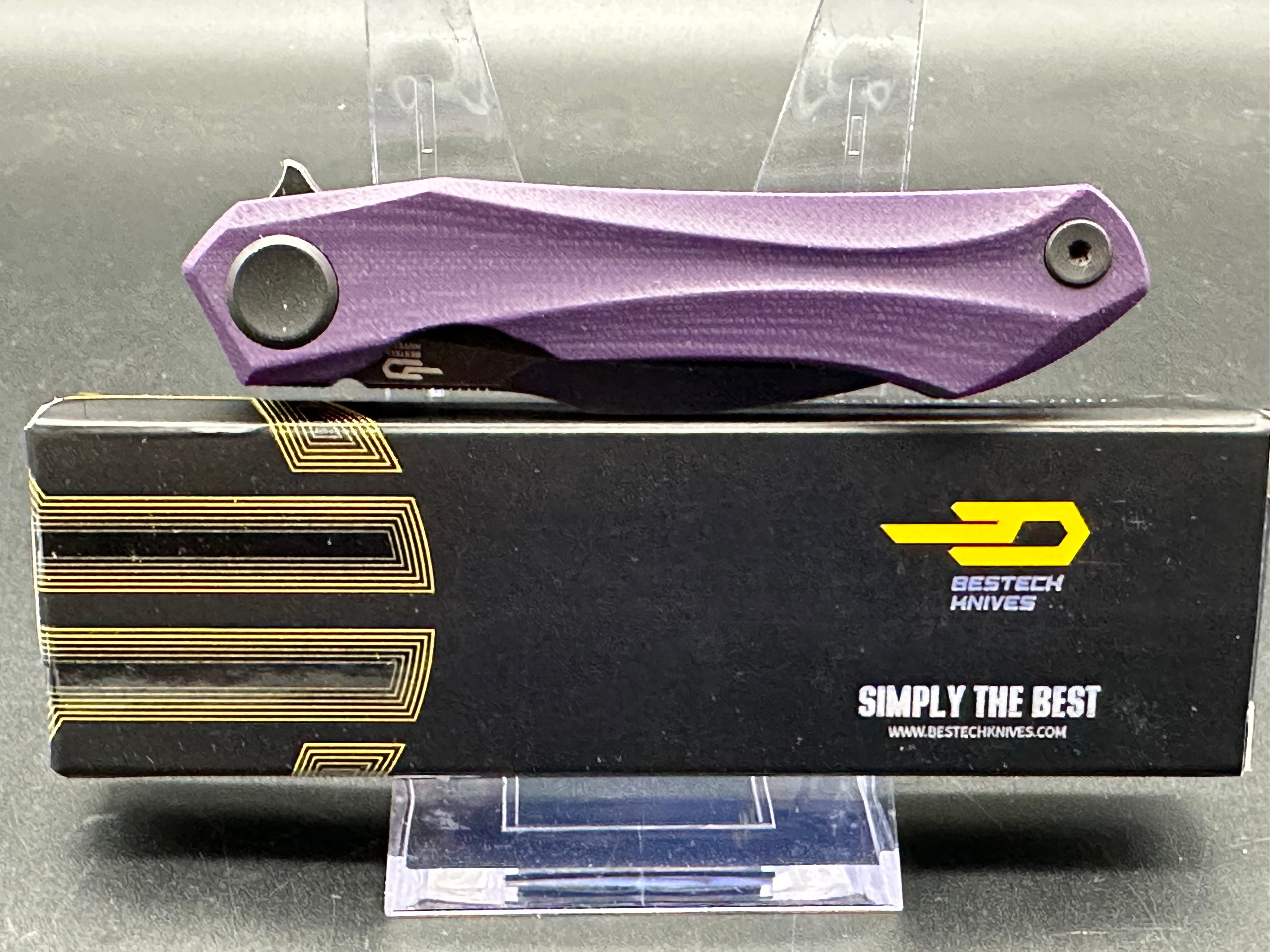 BESTECH IVY FOLDING KNIFE TIFFANY PURPLE G10 HANDLE 14C28N PLAIN EDGE BLACK STONEWASH