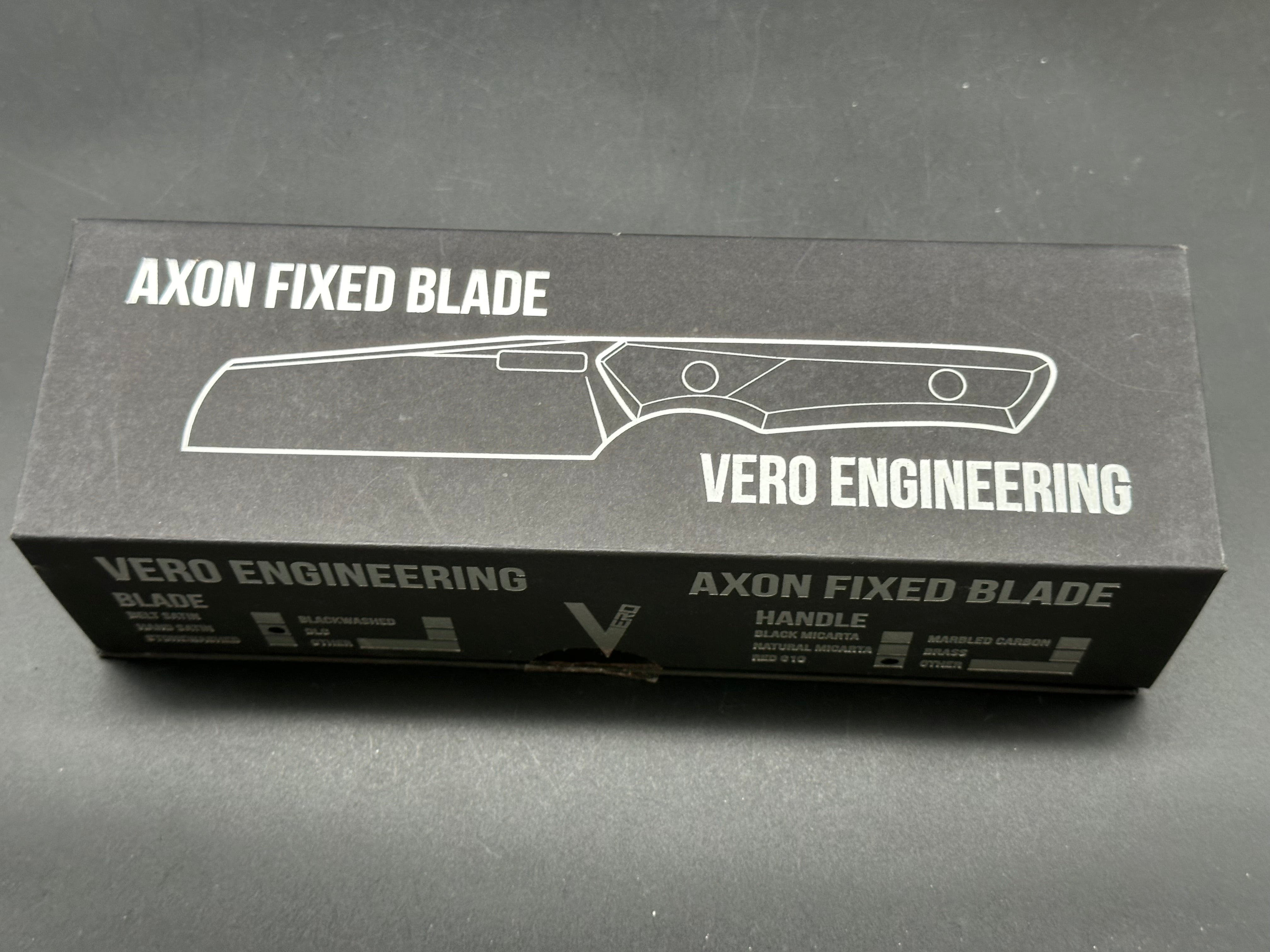 Vero Axon Fixie Red G10 Scales Hand Satin M390 Kydex Sheath