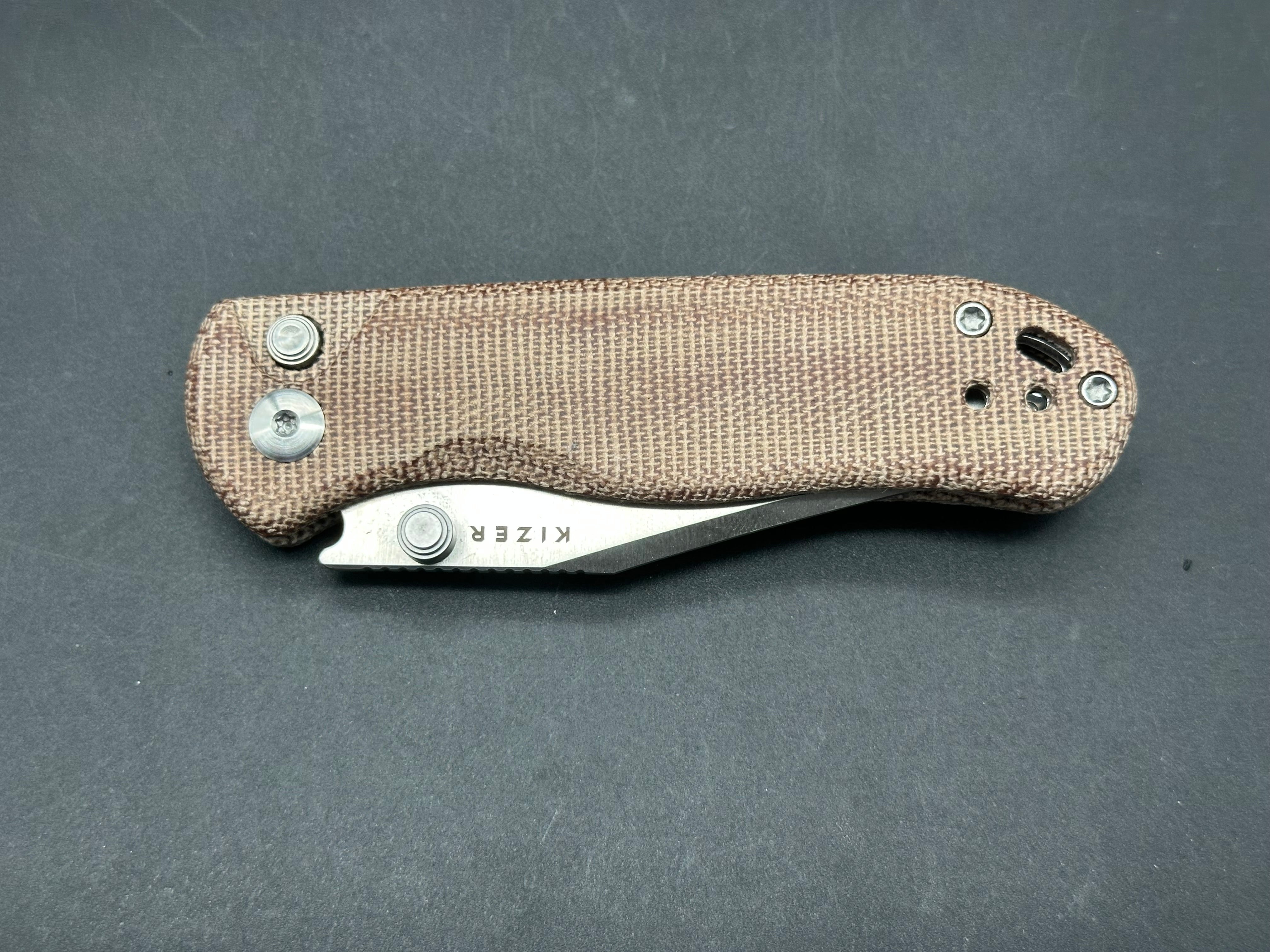 Kizer Drop Bear 2 brown micarta Nitro V