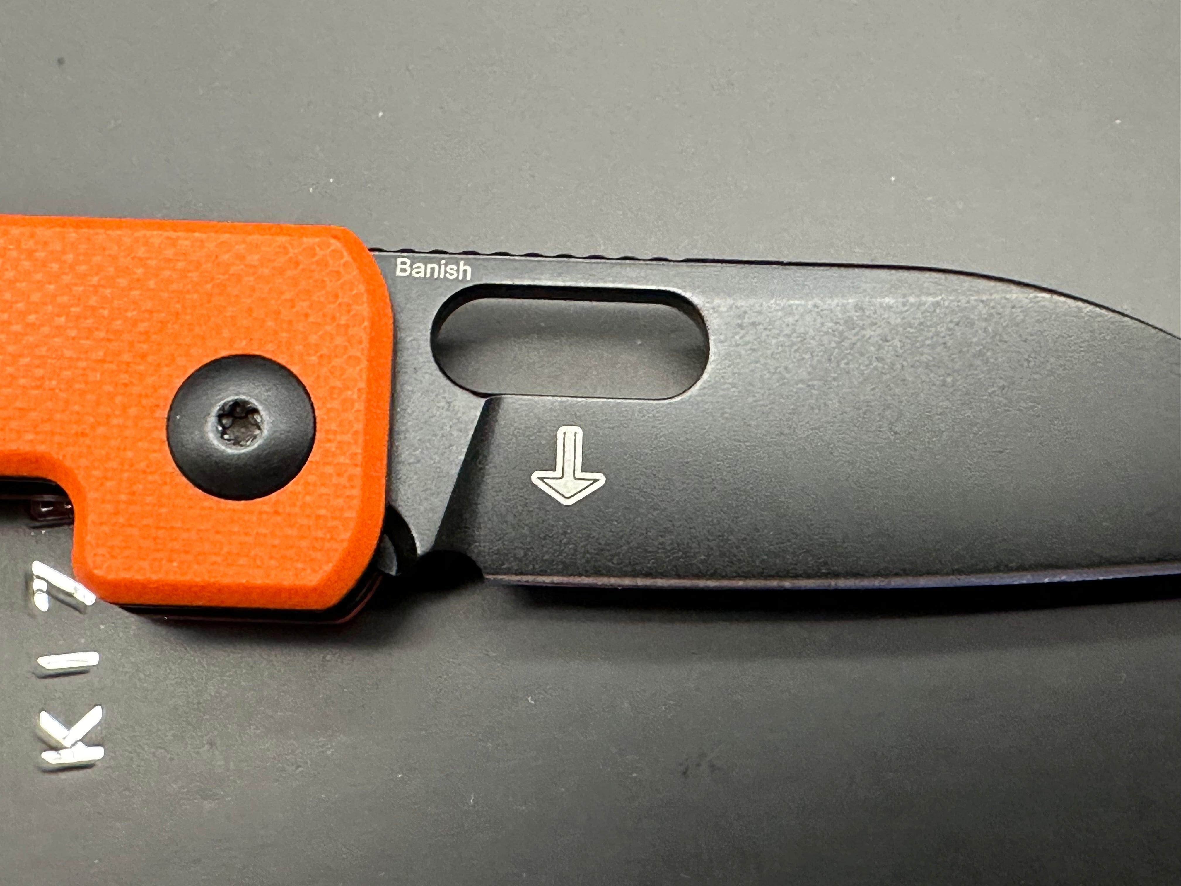 Kizer Banish Nitro V Blade Button Lock Orange Textured G10 Handle