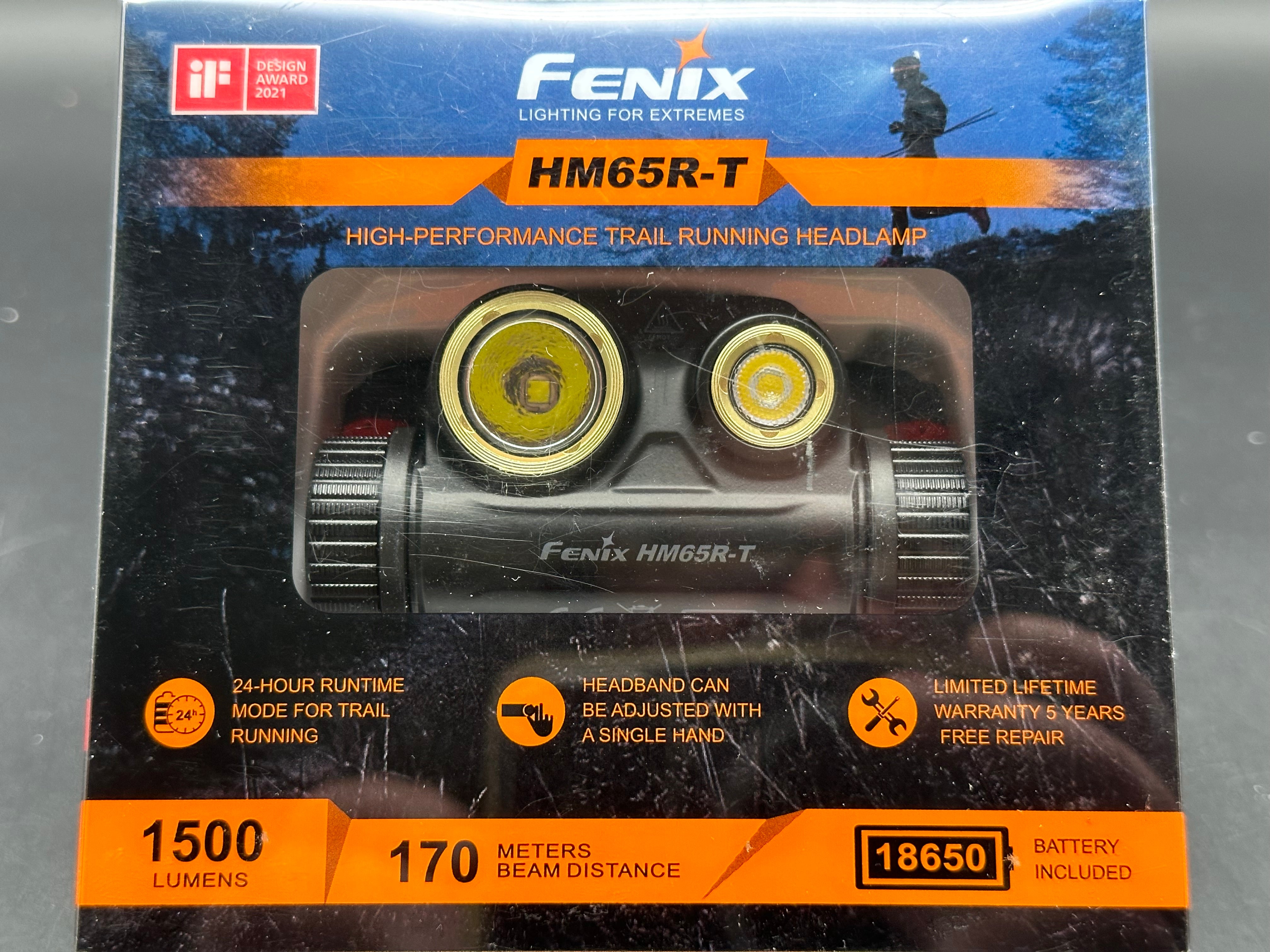 Fenix HM65R-T 18650 battery 1600 Lumens