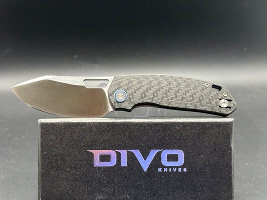 DIVO KNIVES GROWLER V2 POCKET KNIFE CARBON FIBER HANDLE SATIN 154CM PLAIN EDGE