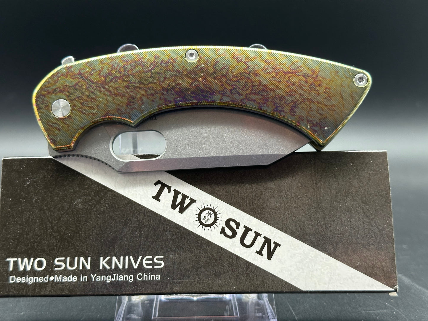 TWOSUN TS459-COLOR COLOR TITANIUM HANDLE 14C28N PLAIN EDGE