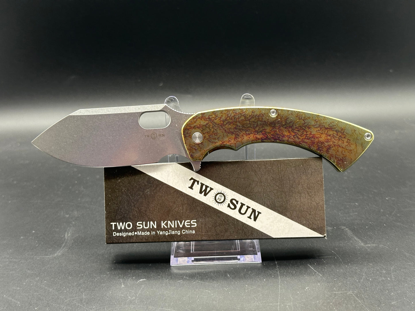 TWOSUN TS459-COLOR COLOR TITANIUM HANDLE 14C28N PLAIN EDGE