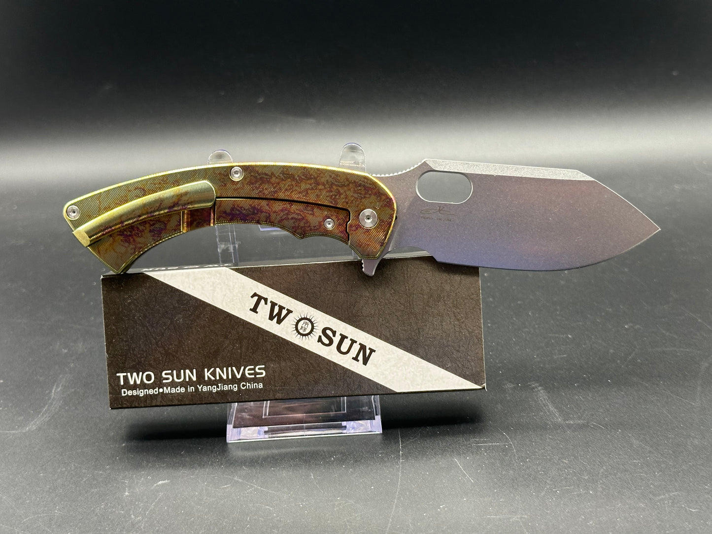 TWOSUN TS459-COLOR COLOR TITANIUM HANDLE 14C28N PLAIN EDGE