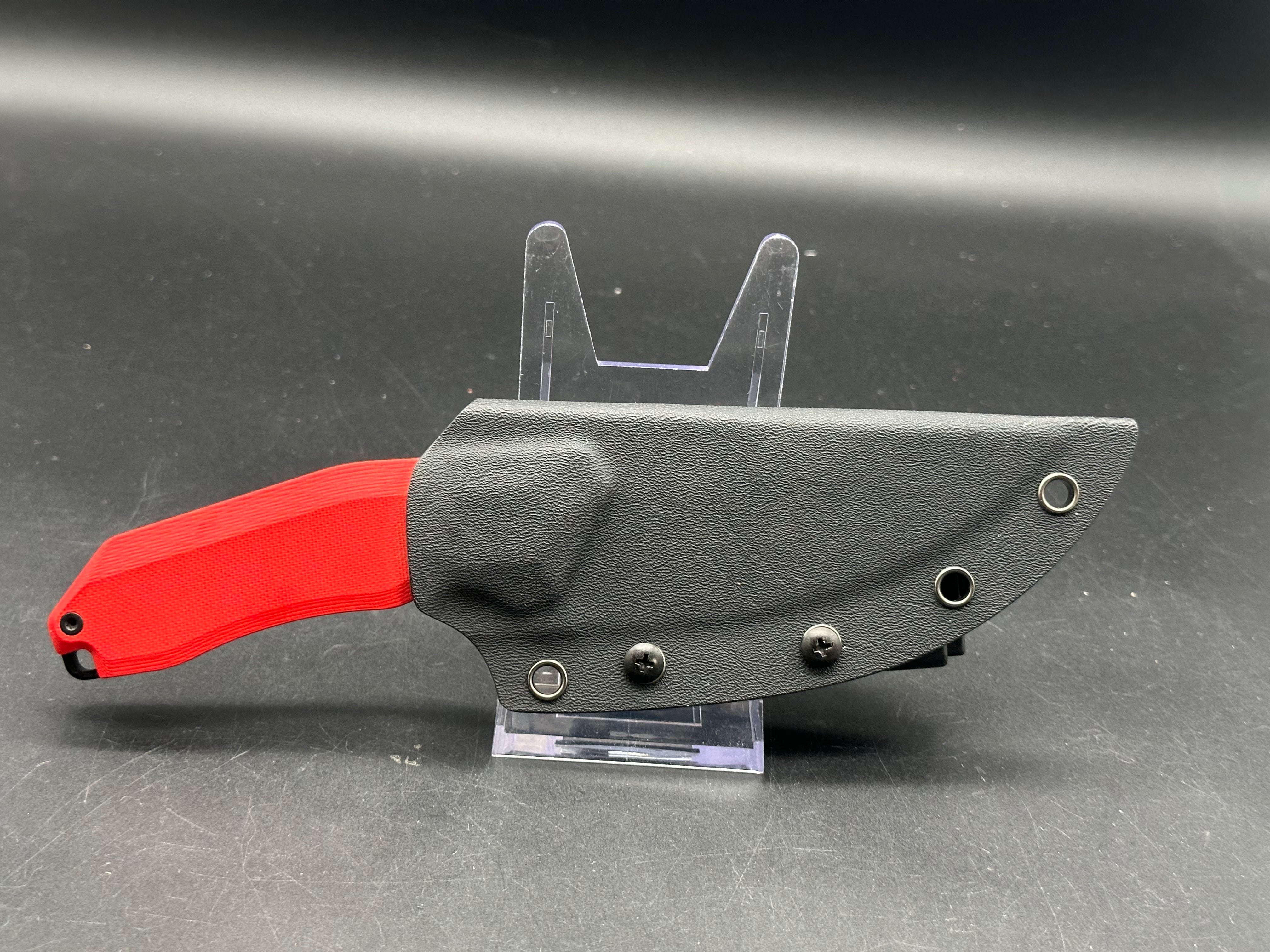 Kubey Basilisk Fixed Blade Knife Red G-10 Handle 4.06'' Blackwashed 14C28N Blade